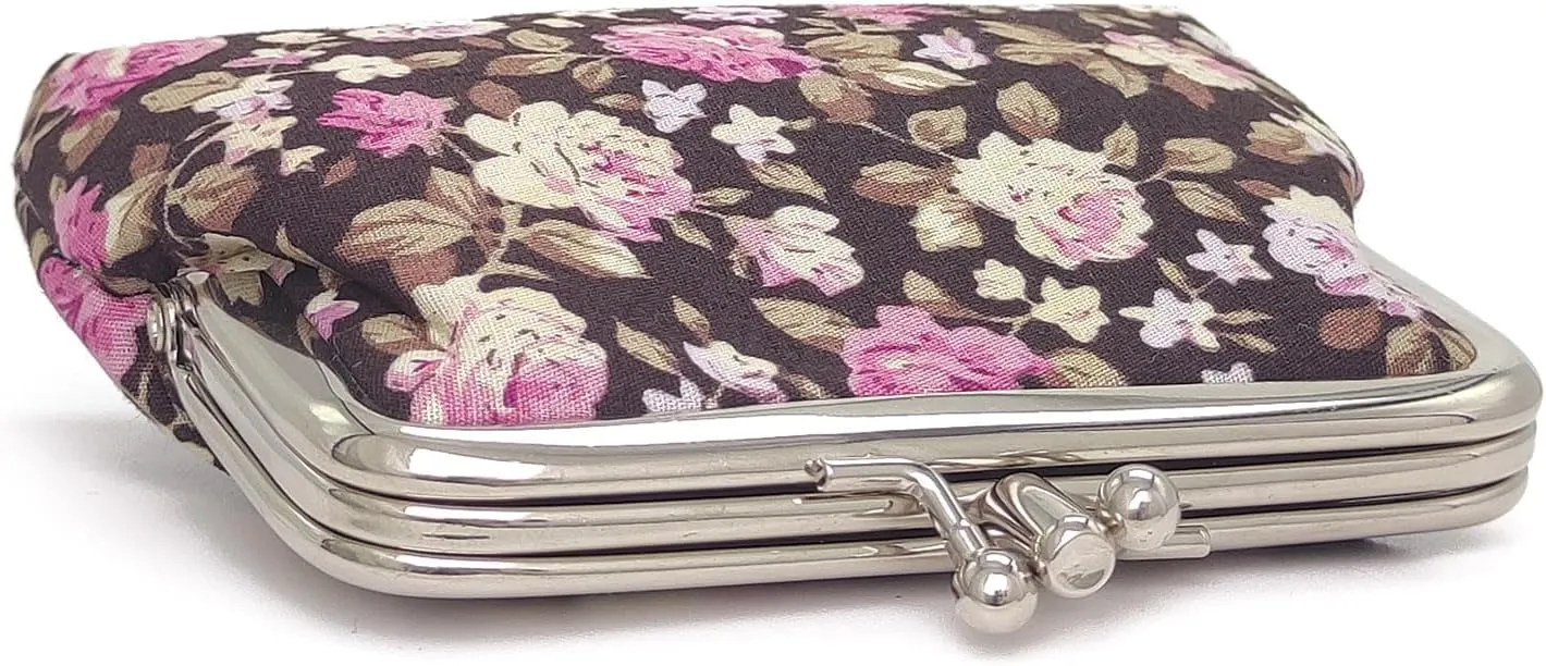 Cute Floral Buckle Coin Purses Vintage Pouch Kiss-lock Change Purse Wallets