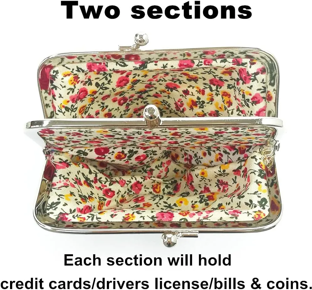 Cute Floral Buckle Coin Purses Vintage Pouch Kiss-lock Change Purse Wallets