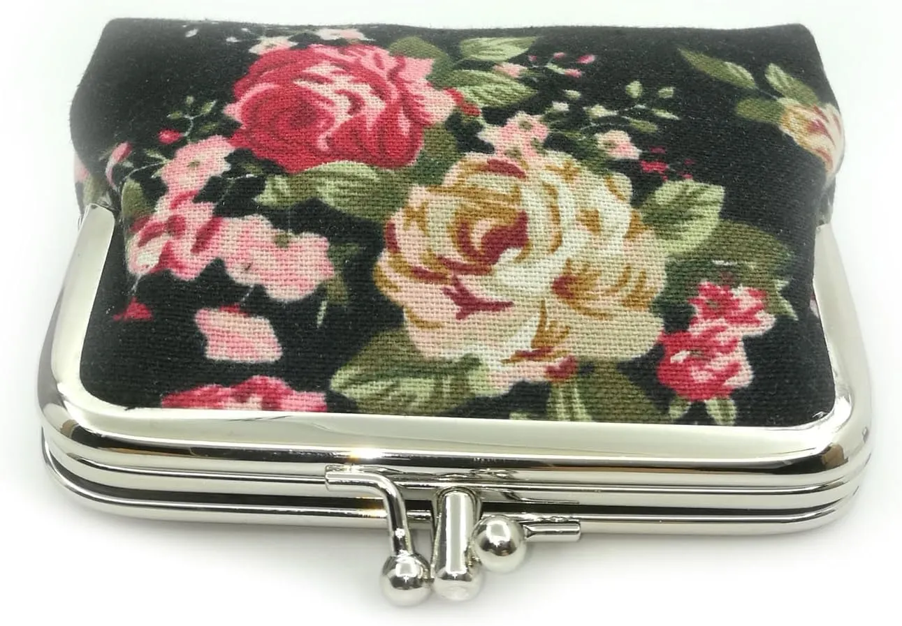 Cute Floral Buckle Coin Purses Vintage Pouch Kiss-lock Change Purse Wallets