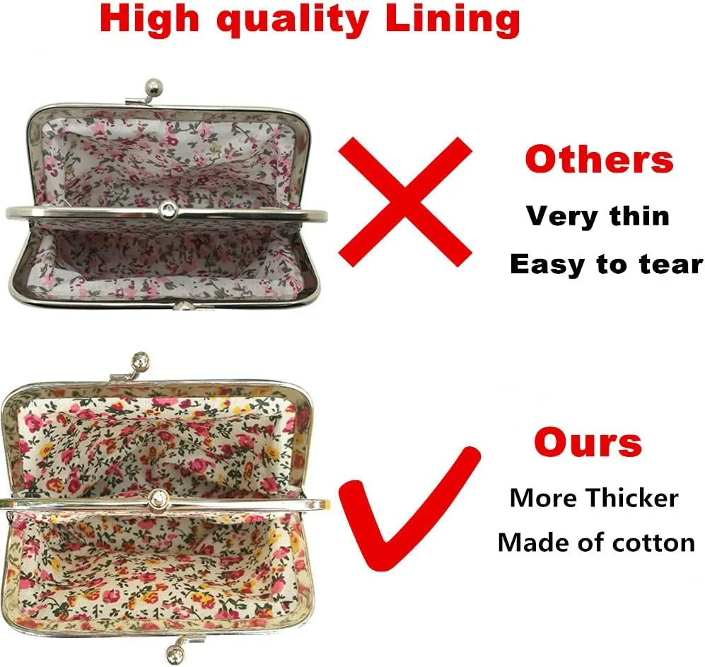 Cute Floral Buckle Coin Purses Vintage Pouch Kiss-lock Change Purse Wallets