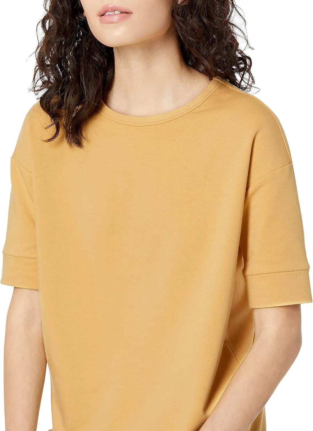 Daily Ritual Women's Terry Cotton and Modal Slouchy Short-Sleeve Sweatshirt