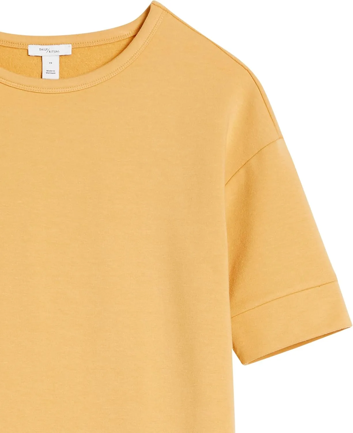 Daily Ritual Women's Terry Cotton and Modal Slouchy Short-Sleeve Sweatshirt