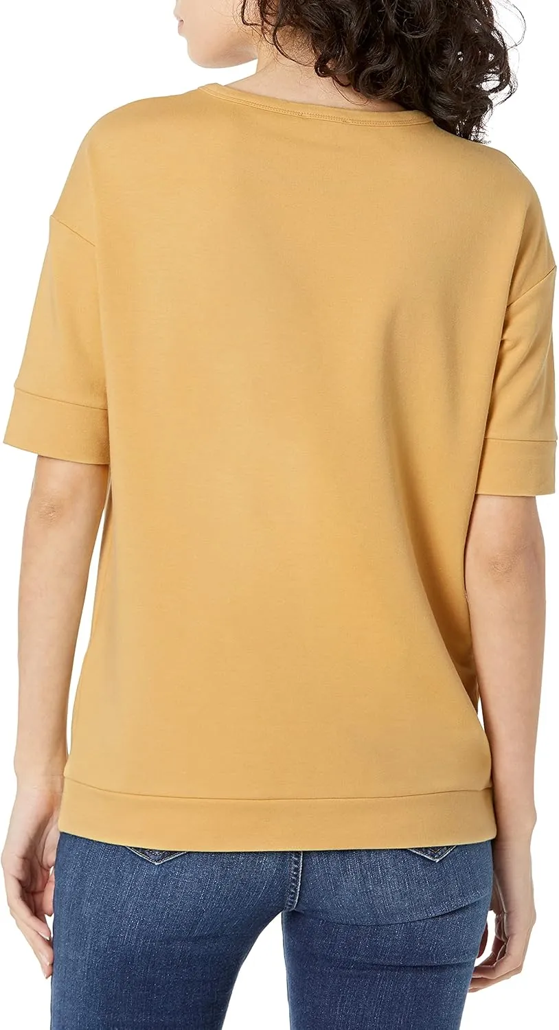 Daily Ritual Women's Terry Cotton and Modal Slouchy Short-Sleeve Sweatshirt
