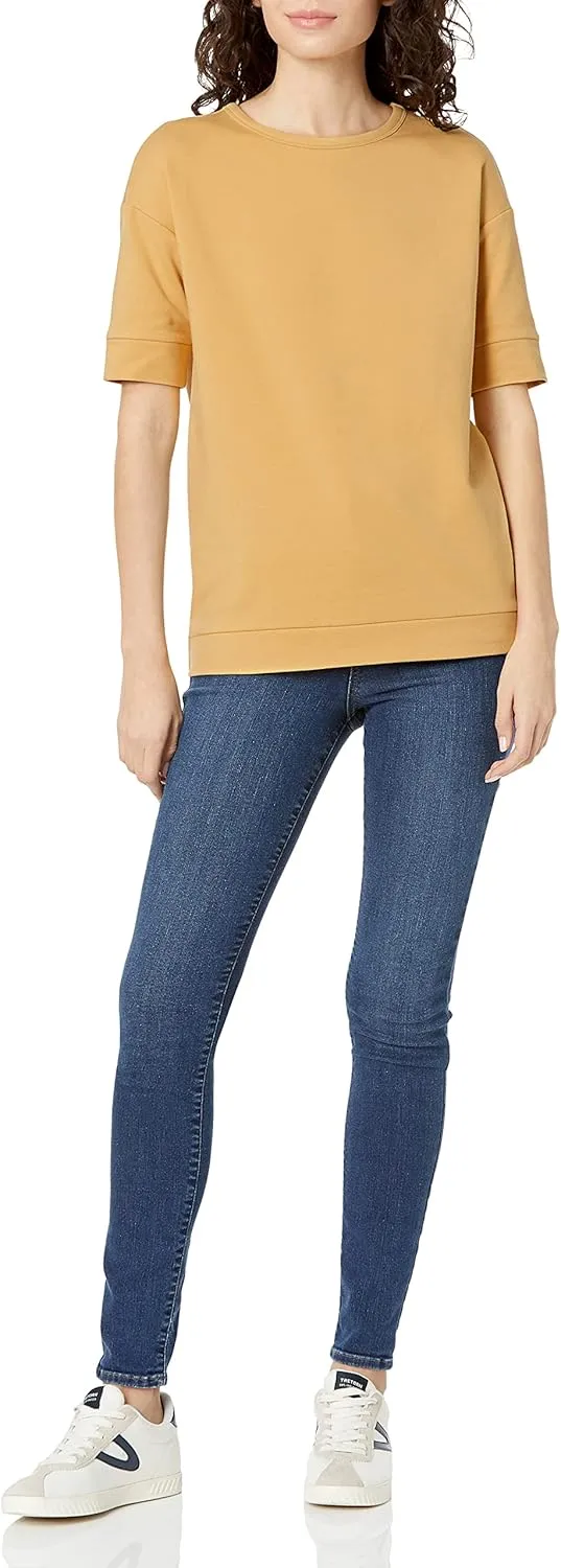 Daily Ritual Women's Terry Cotton and Modal Slouchy Short-Sleeve Sweatshirt