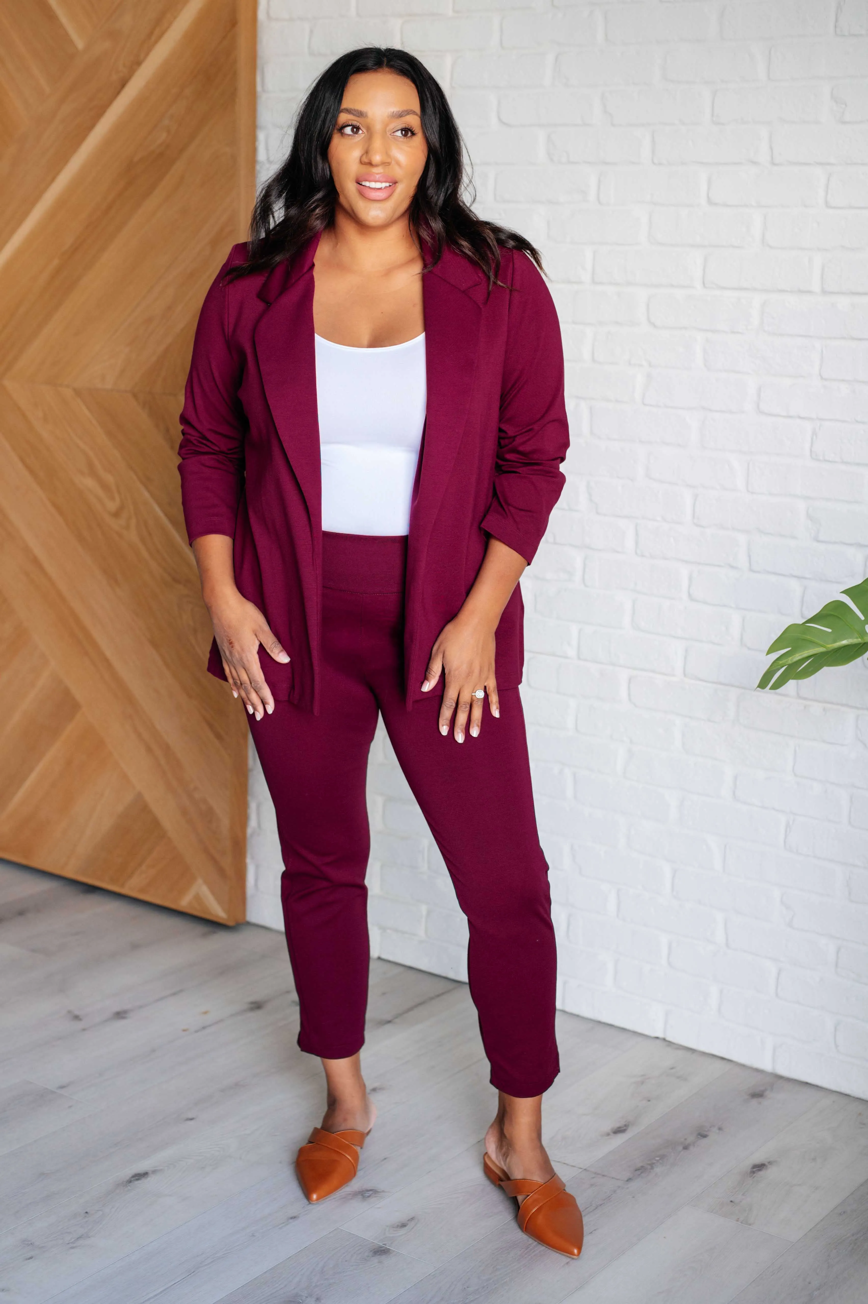 Dear Scarlet-Magic 3/4 Blazer in Wine