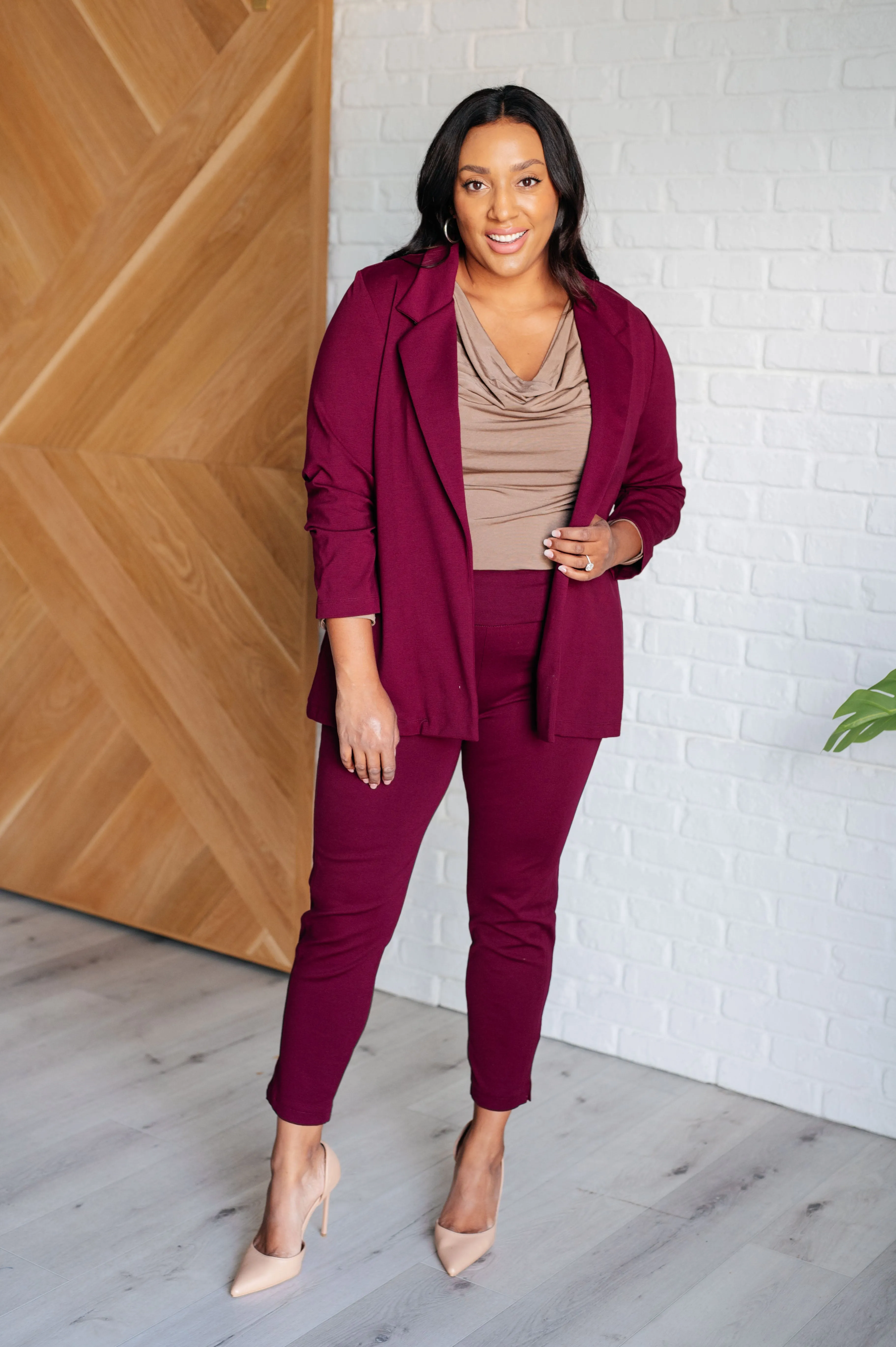 Dear Scarlet-Magic 3/4 Blazer in Wine
