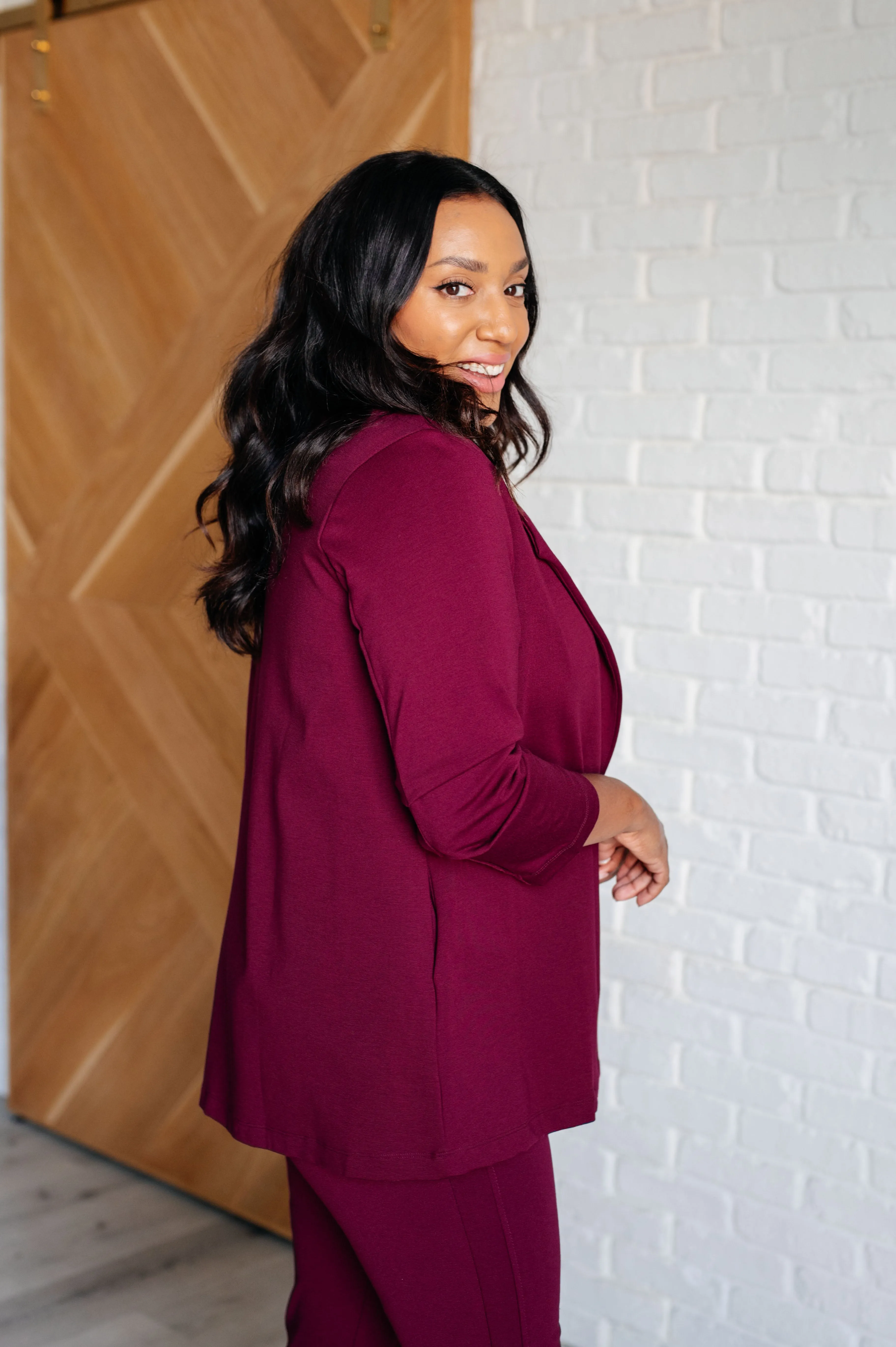Dear Scarlet-Magic 3/4 Blazer in Wine