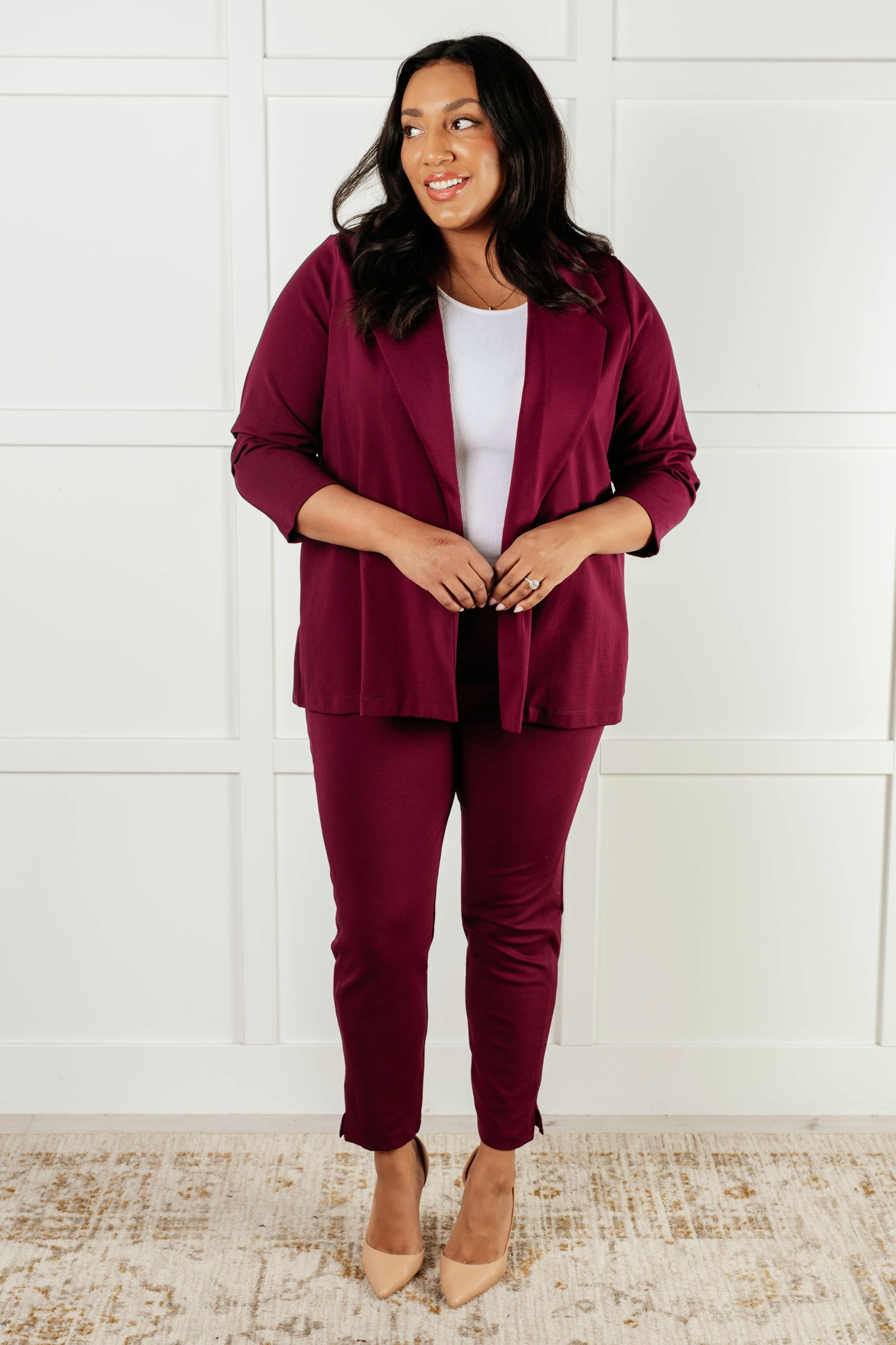 Dear Scarlet-Magic 3/4 Blazer in Wine