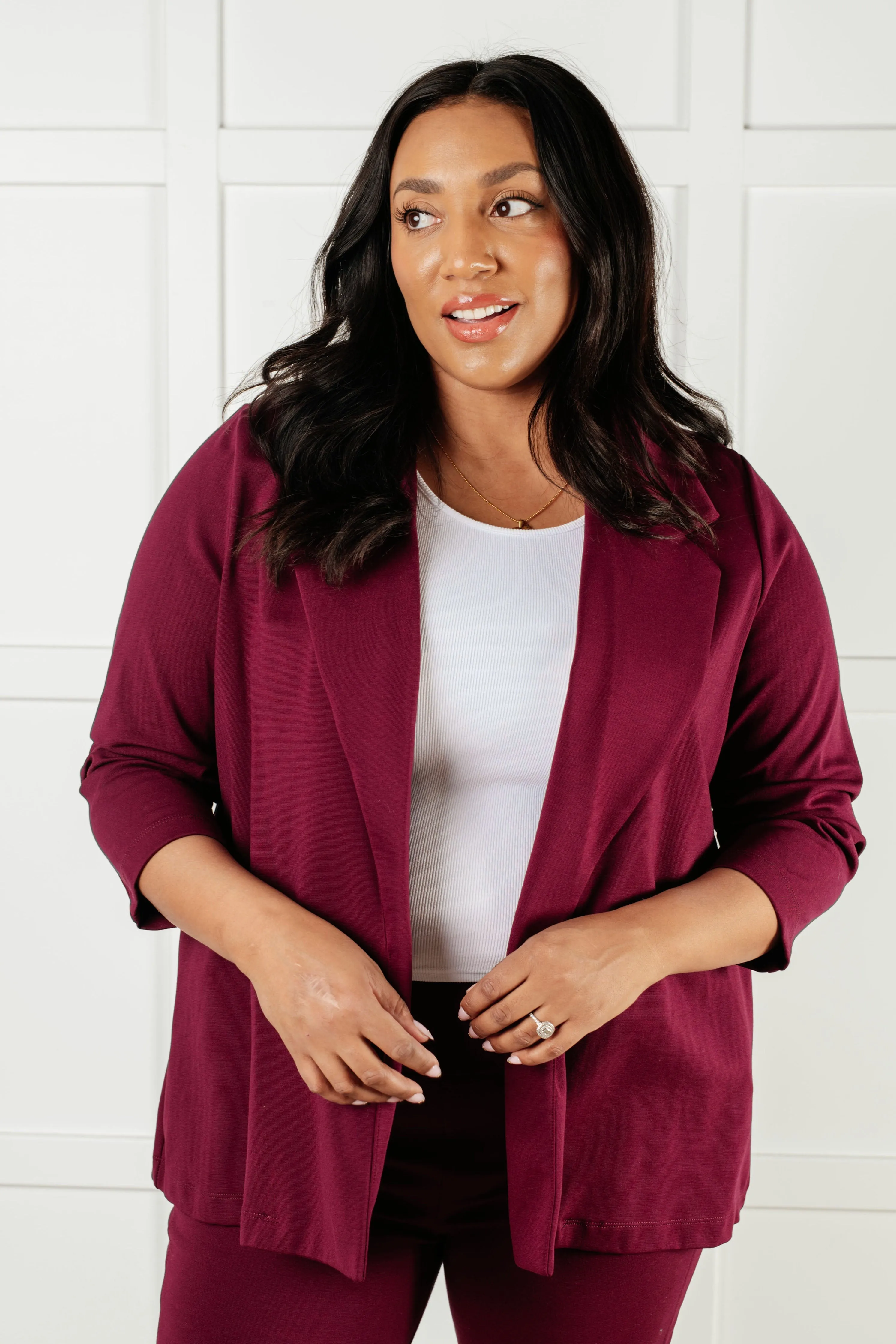 Dear Scarlet-Magic 3/4 Blazer in Wine