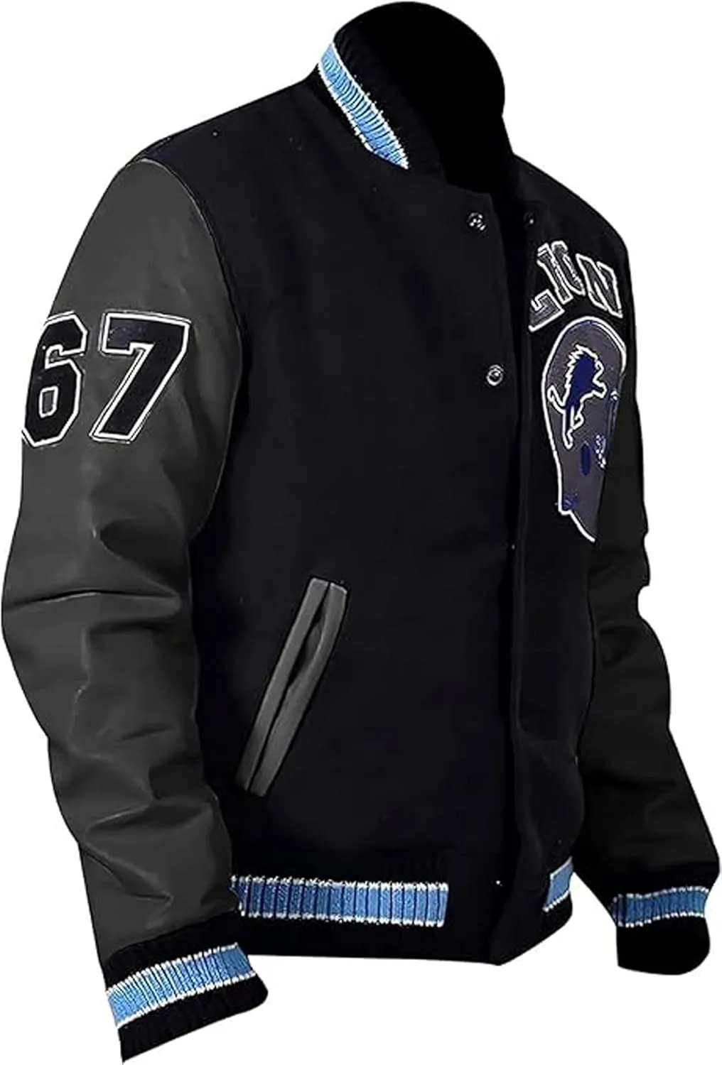 Detroit Beverly Hills Cop Varsity Jacket Men's - Axel Foley Lions Baseball Wool Varsity Jacket
