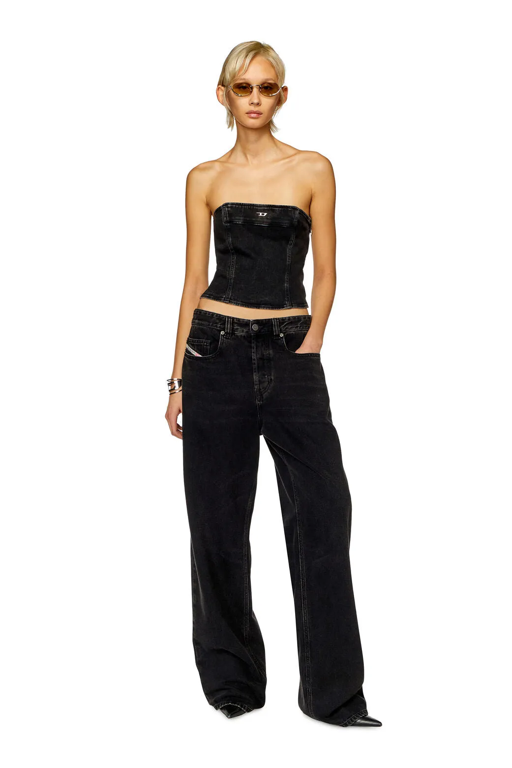 Diesel De-Ville-D Denim Strapless Top Black
