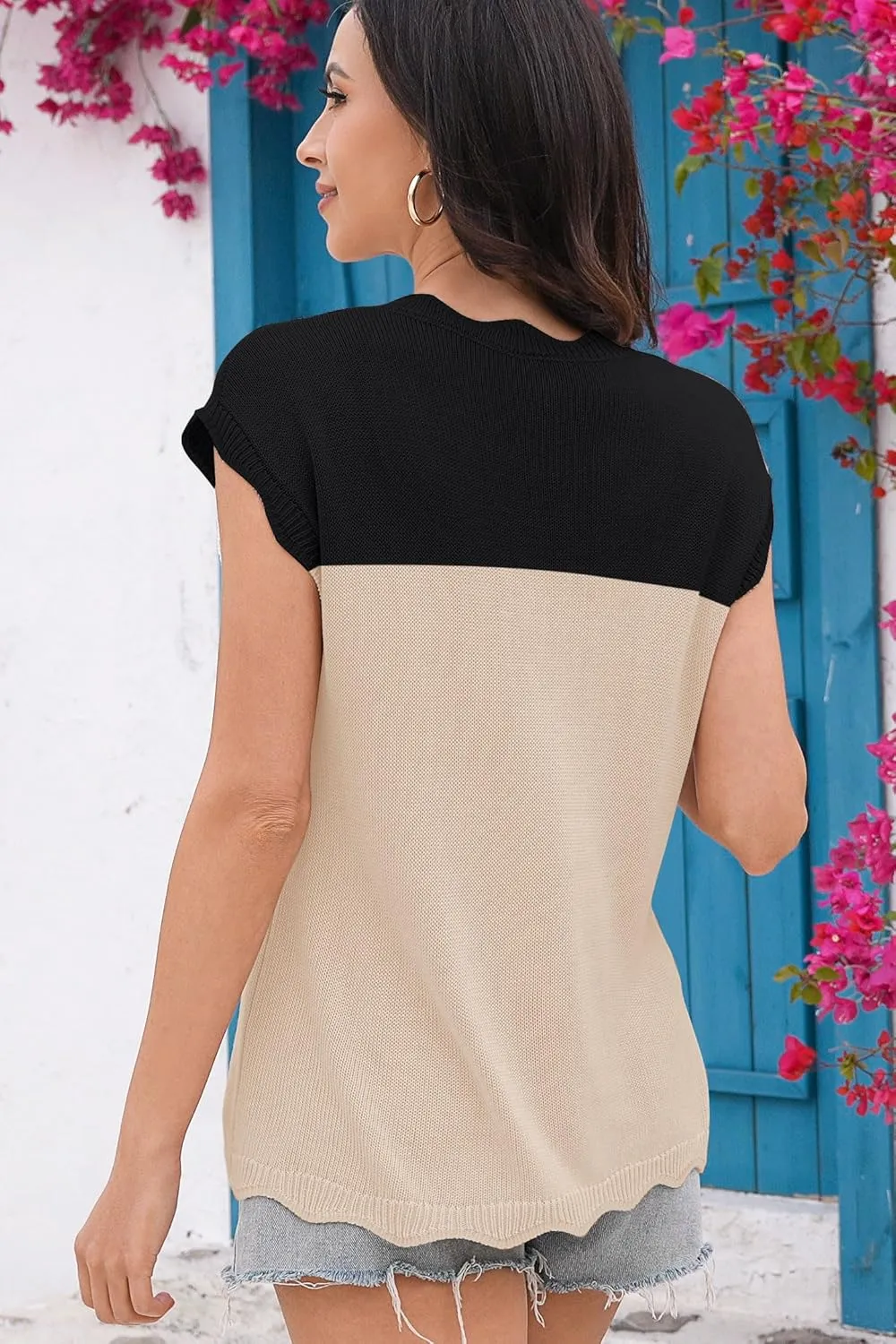 Disamer Womens Short Sleeve Sweater Tops 2025 Summer Sleeveless Vests Loose fit Tank Cap Sleeve Knit Spring Outfits