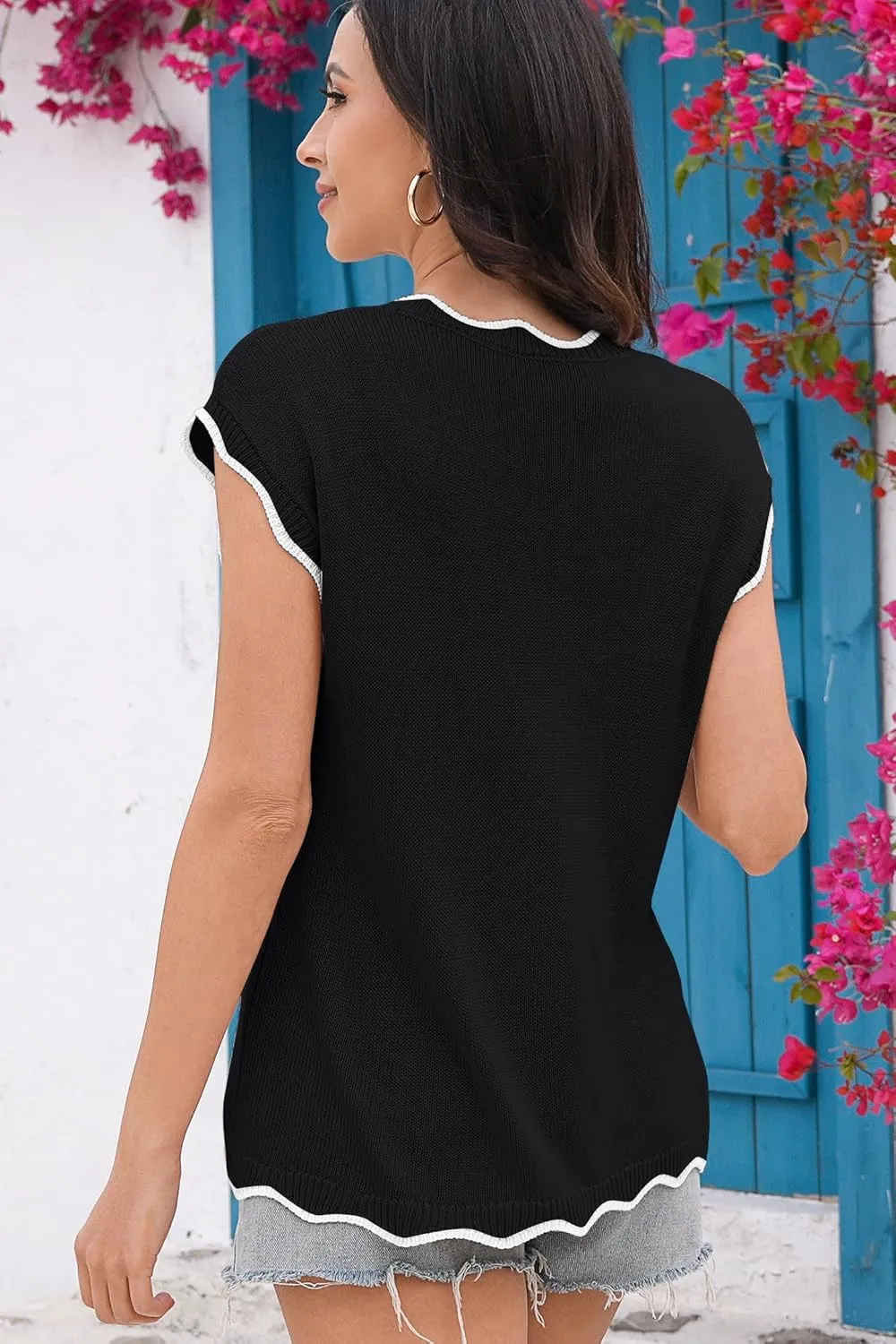 Disamer Womens Short Sleeve Sweater Tops 2025 Summer Sleeveless Vests Loose fit Tank Cap Sleeve Knit Spring Outfits
