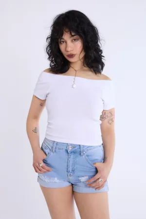 Distressed Rolled Cuff Shorts