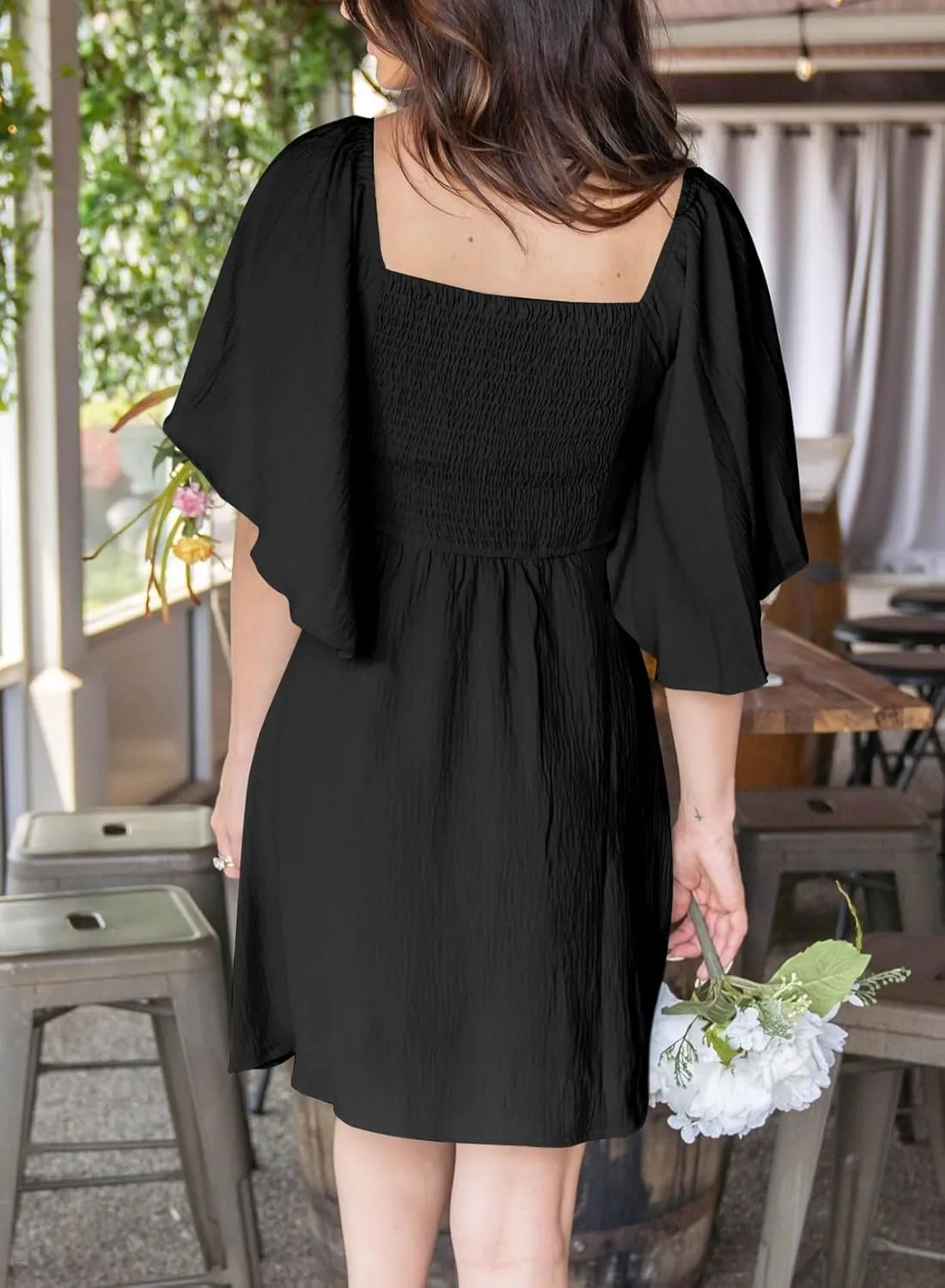 Dokotoo Womens Dresses 2025 Spring Summer Deep V Neck Elegant Bow tie Mini Dress S-XL