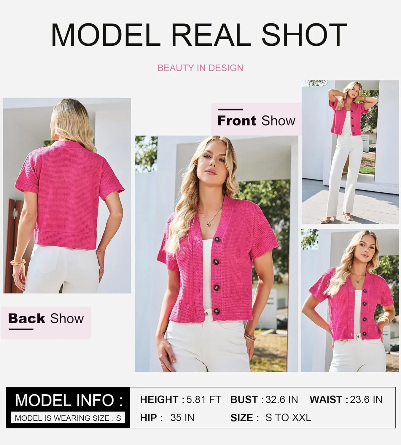 Dokotoo Womens Summer Tops 2025 Waffle Knit Button Down Shirts Casual V Neck Short Sleeve Shacket Jacket Dressy Blouses