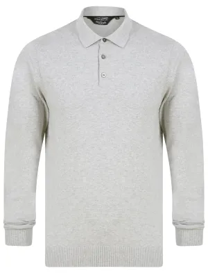 Dollard Jersey Cotton Long Sleeve Polo Shirt in Light Silver Marl - Kensington Eastside