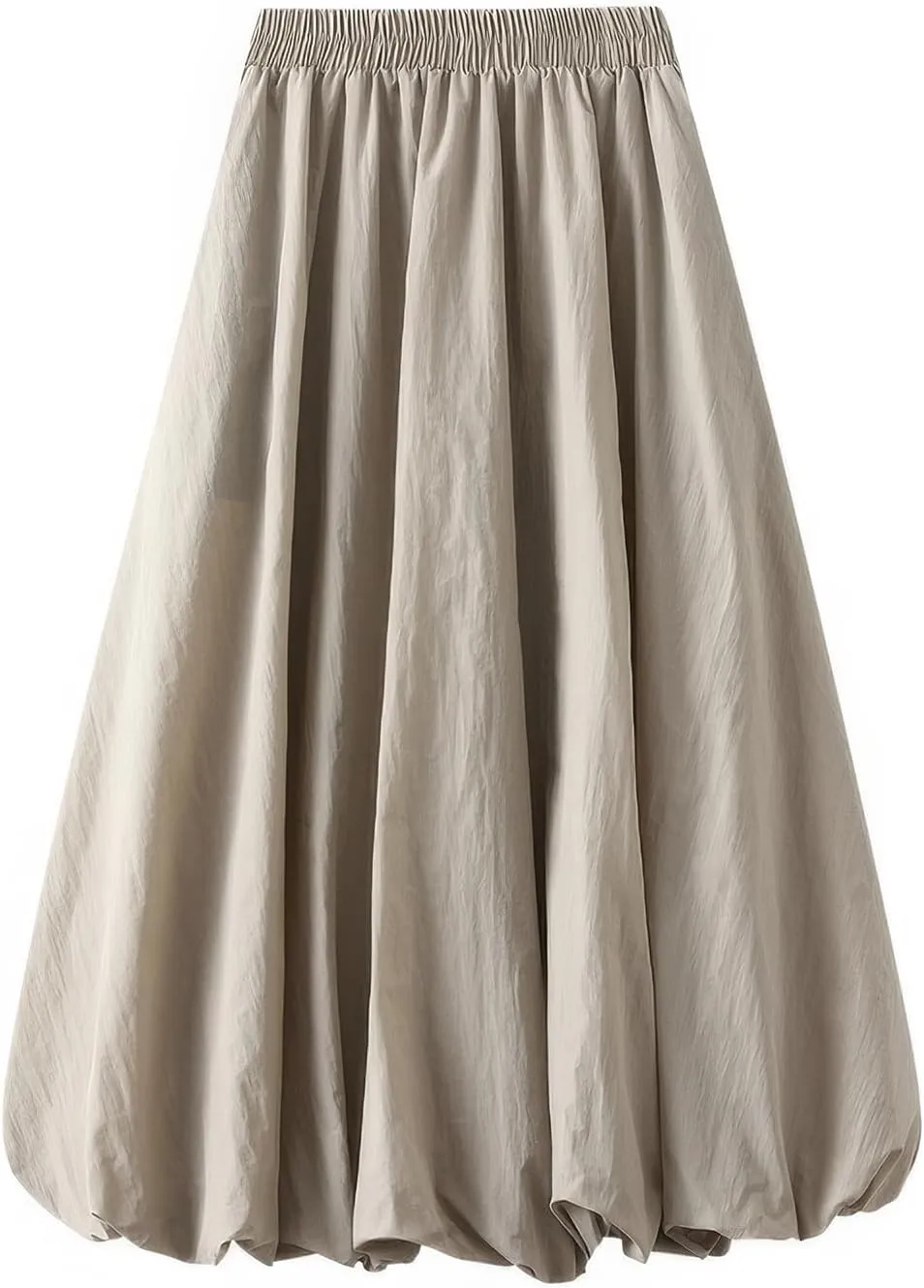 ebossy Women's High Elastic Waist Pleated Cinch Bottom A-line Bohemian Midi Skirts with Pockets
