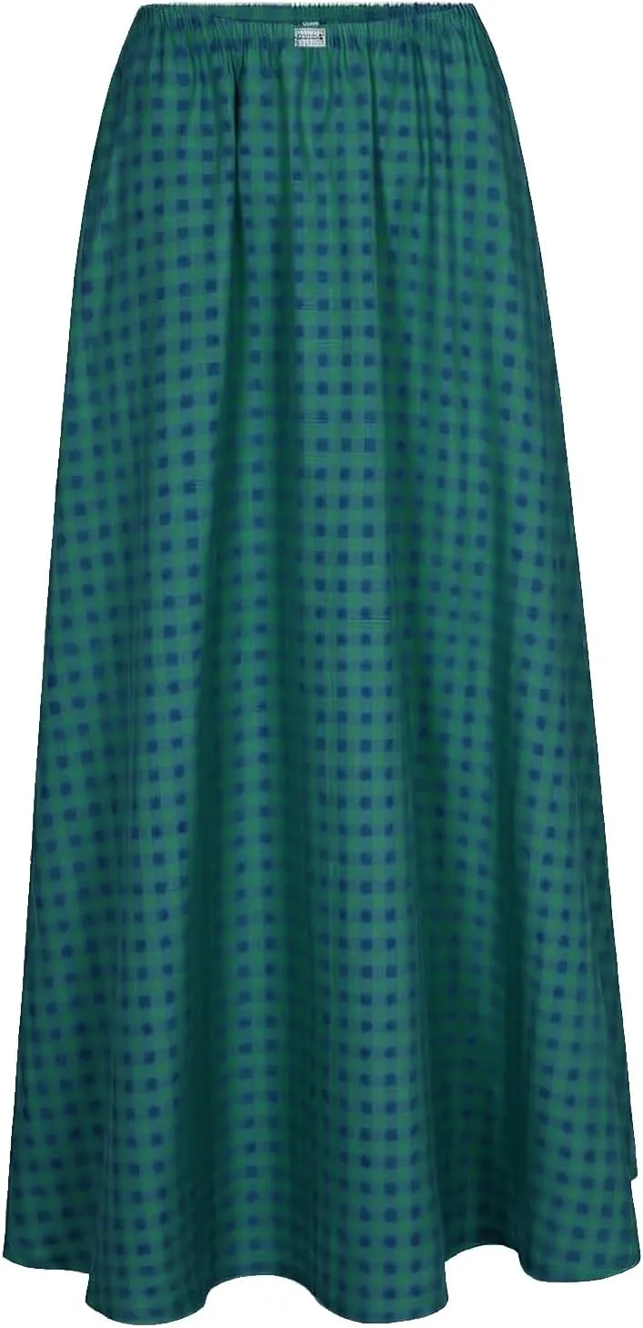 ebossy Women's Retro Plaid Long Skirt Elastic Waist Gingham Flowy Summer A-line Maxi Skirts