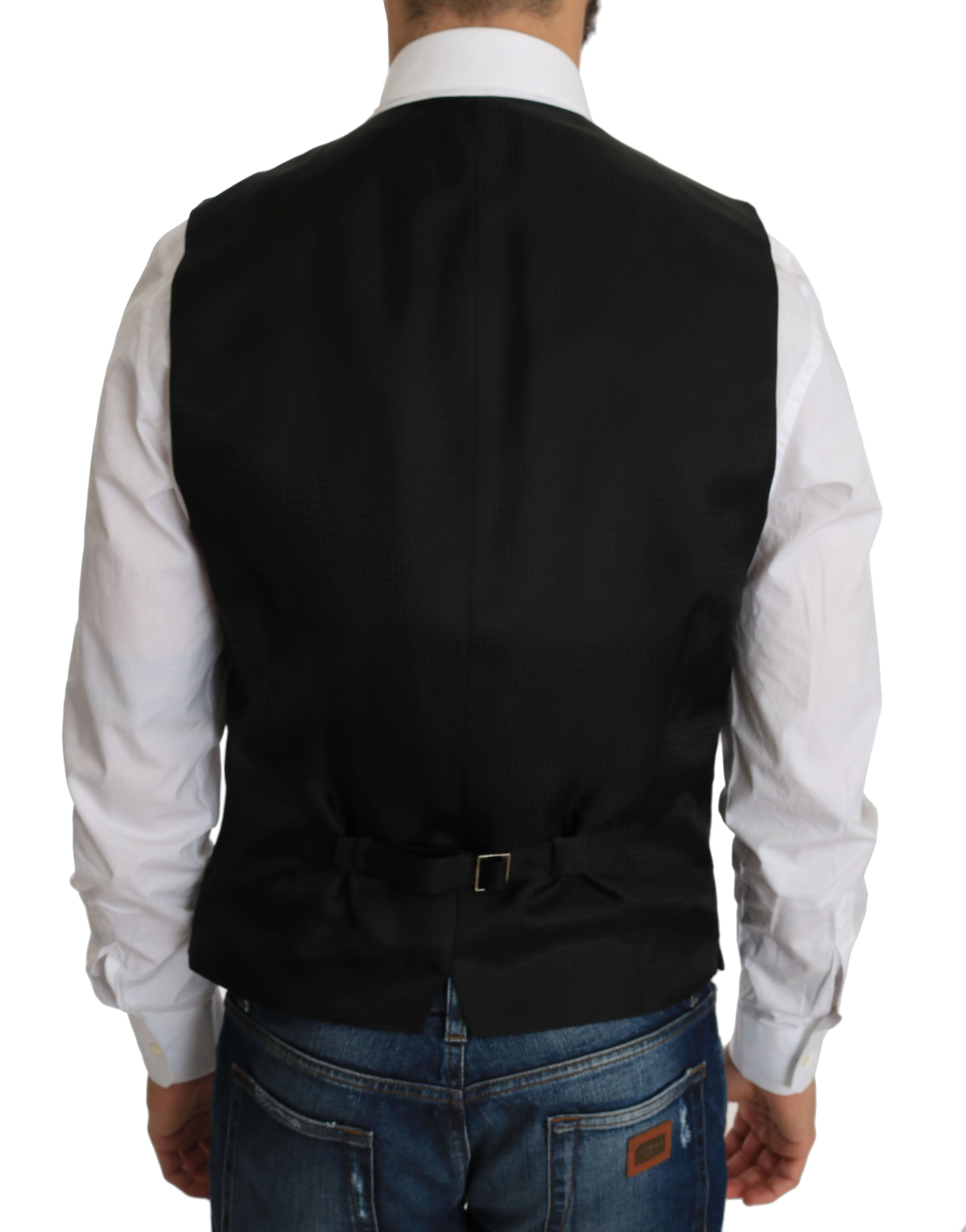 Elegant Black Silk Blend Formal Vest