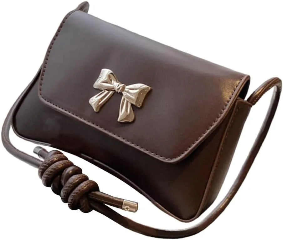 Elegant Shoulder Bag With Bowknot Decoration PU Leather Crossbody Purse Versatile Satchel Underarm Handbag For Women