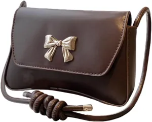 Elegant Shoulder Bag With Bowknot Decoration PU Leather Crossbody Purse Versatile Satchel Underarm Handbag For Women
