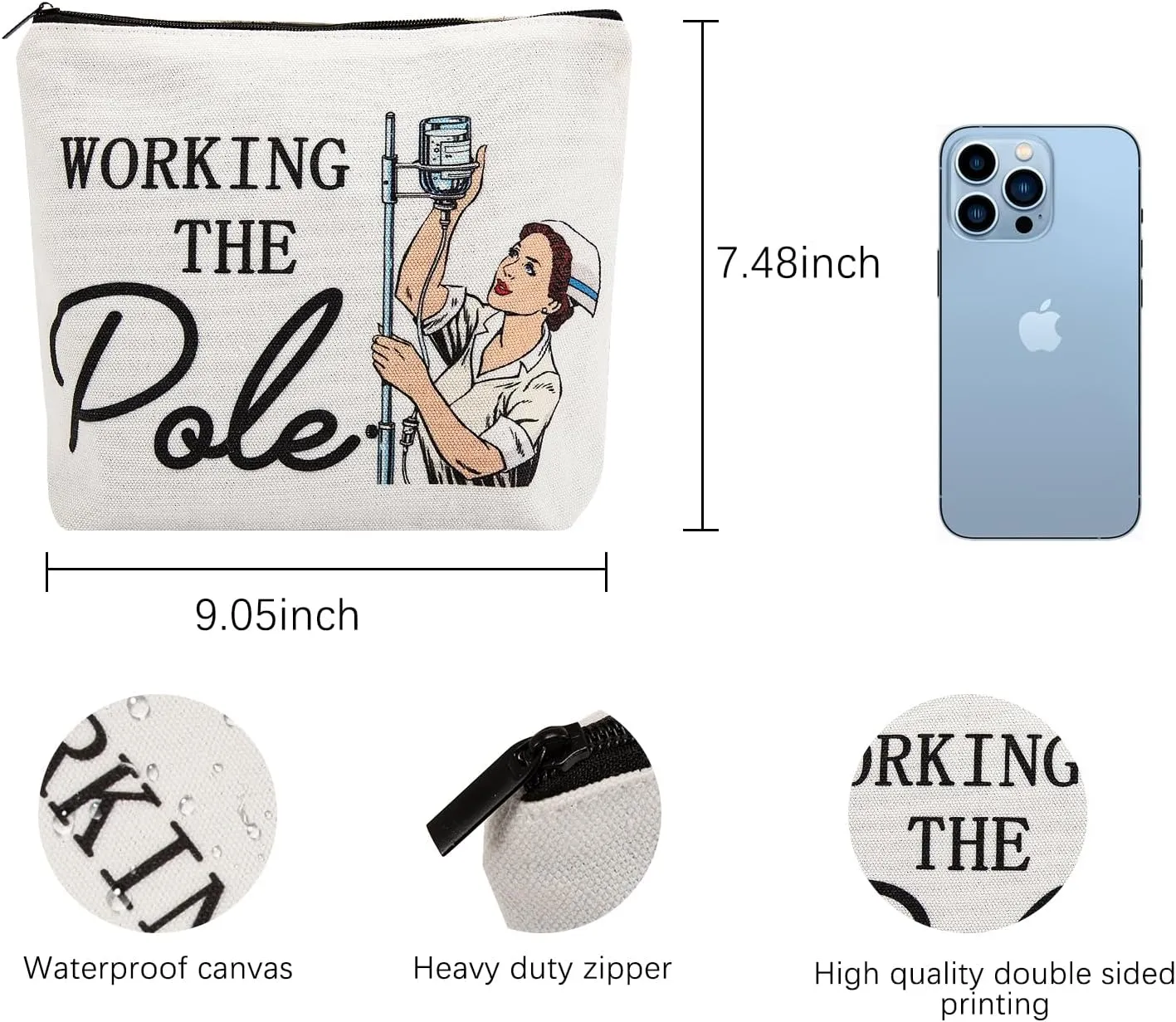 ER Nurse Gift,Nurse Gifts for Women Funny Makeup Bags,Working The Pole,Gifts for Nurses Pencil Makeup Pouch Bag with Zipper, Nurse Graduation Gift,Nurses Day Gift,RN Nursing Bag for Work