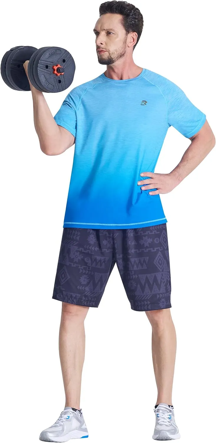 EZRUN Men's Workout Shirts Quick Dry Summer Swim T-Shirts Gym Athletic Running Short Sleeve Tshirts Casual Rash Guard