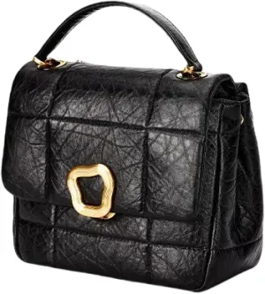 Fashionable Plaid Chain Shoulder Bag for Women Premium Cowhide Leather with Wonton Lock - Versatile Crossbody Purse