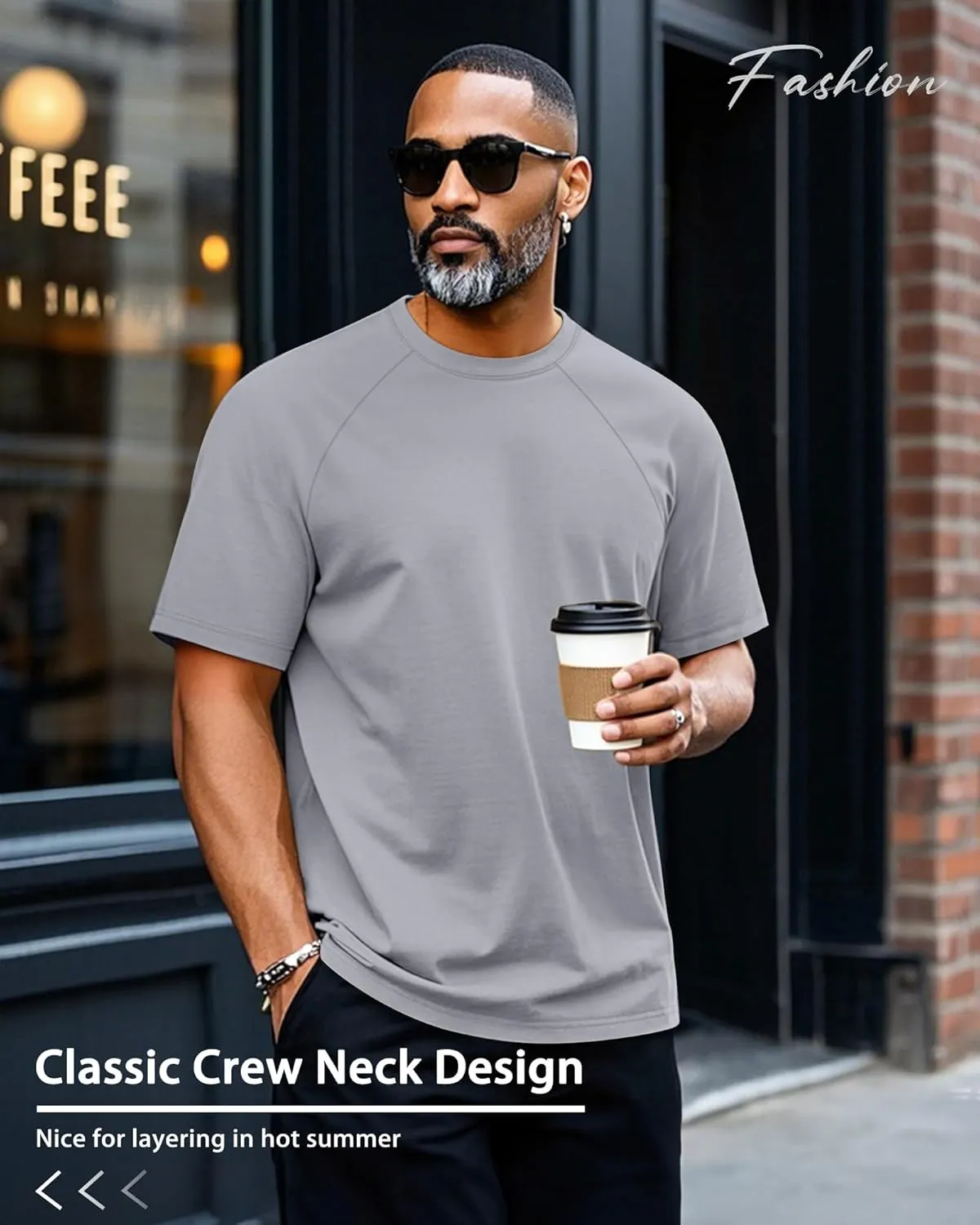 Ficerd 3 Pack Cotton Men's Oversized T Shirts Big and Tall Shirts Raglan Short Sleeve Crew Neck Plus Size Tee