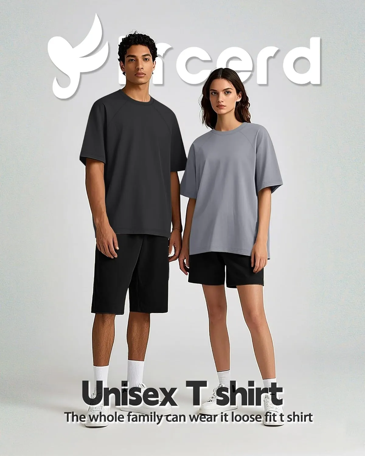 Ficerd 3 Pack Cotton Men's Oversized T Shirts Big and Tall Shirts Raglan Short Sleeve Crew Neck Plus Size Tee
