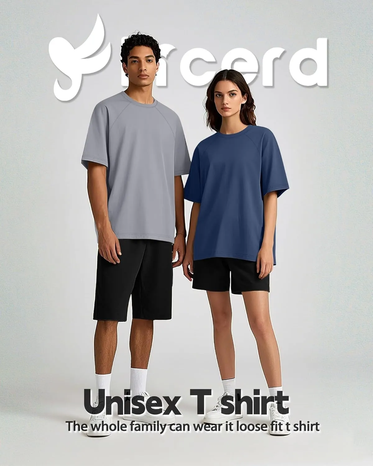 Ficerd 3 Pack Cotton Men's Oversized T Shirts Big and Tall Shirts Raglan Short Sleeve Crew Neck Plus Size Tee