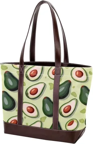 Fresh avocado-898 Tote Bags Durable Leather Canvas Purses and Handbags for Women Top Handle Shoulder Satchel Hobo Bags