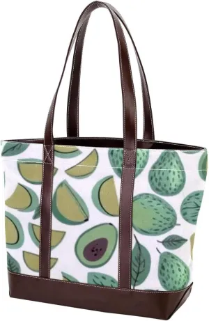 Fresh avocado-901 Tote Bags Durable Leather Canvas Purses and Handbags for Women Top Handle Shoulder Satchel Hobo Bags