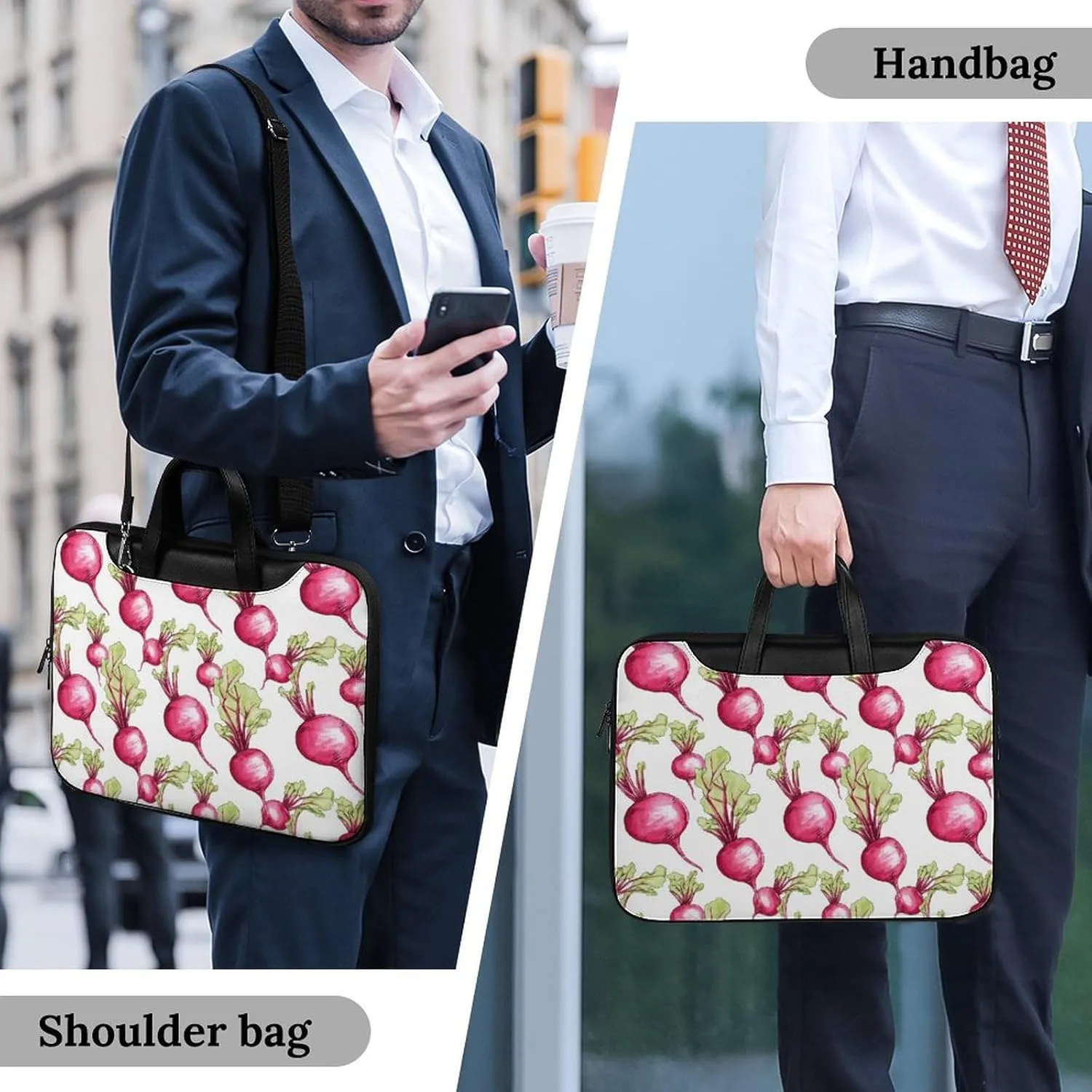 Fresh Beetroot Beets Leather Bag Laptop Case Slim Water Resistant Computer Bags with Handle Briefcase for Work