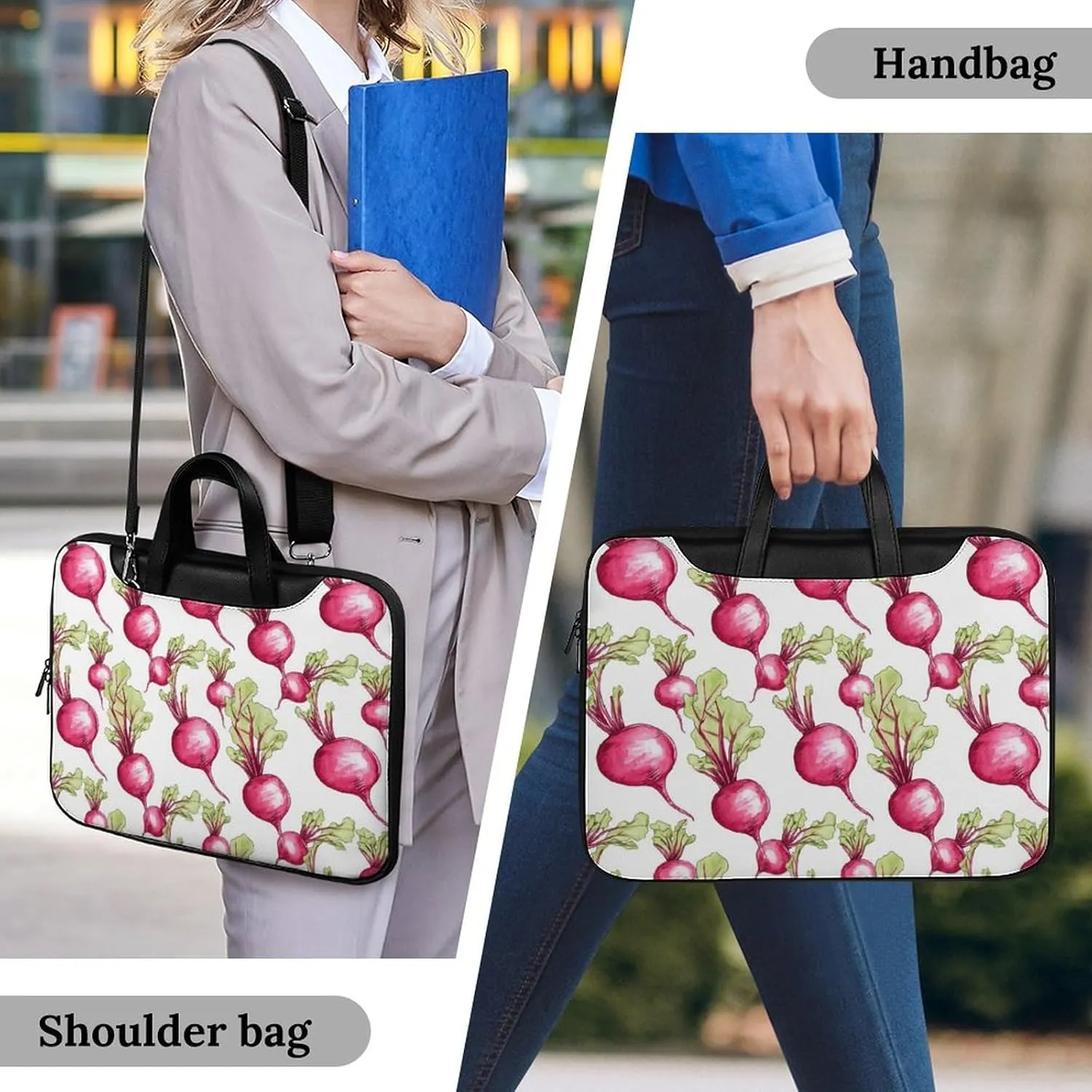 Fresh Beetroot Beets Leather Bag Laptop Case Slim Water Resistant Computer Bags with Handle Briefcase for Work