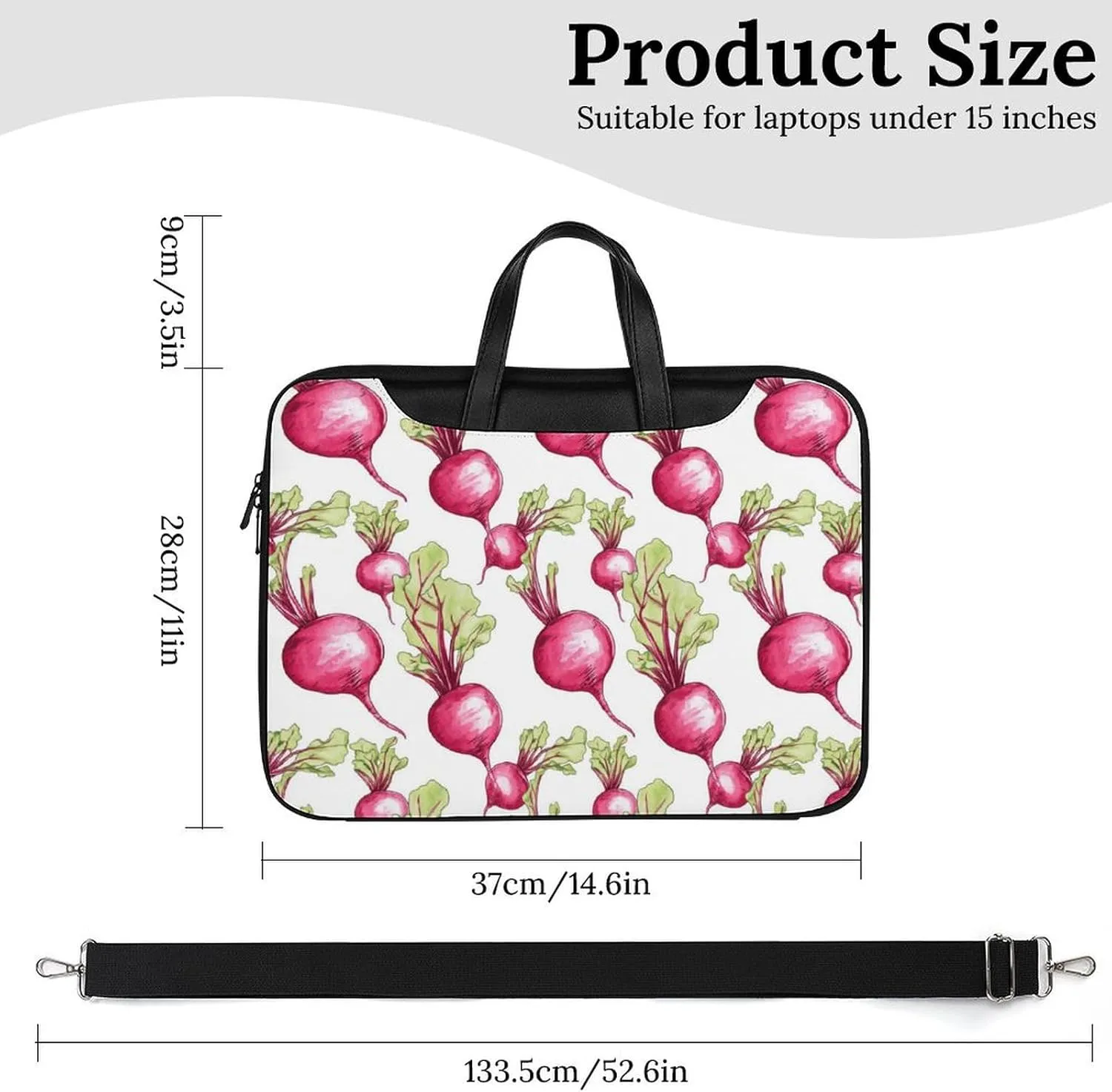 Fresh Beetroot Beets Leather Bag Laptop Case Slim Water Resistant Computer Bags with Handle Briefcase for Work