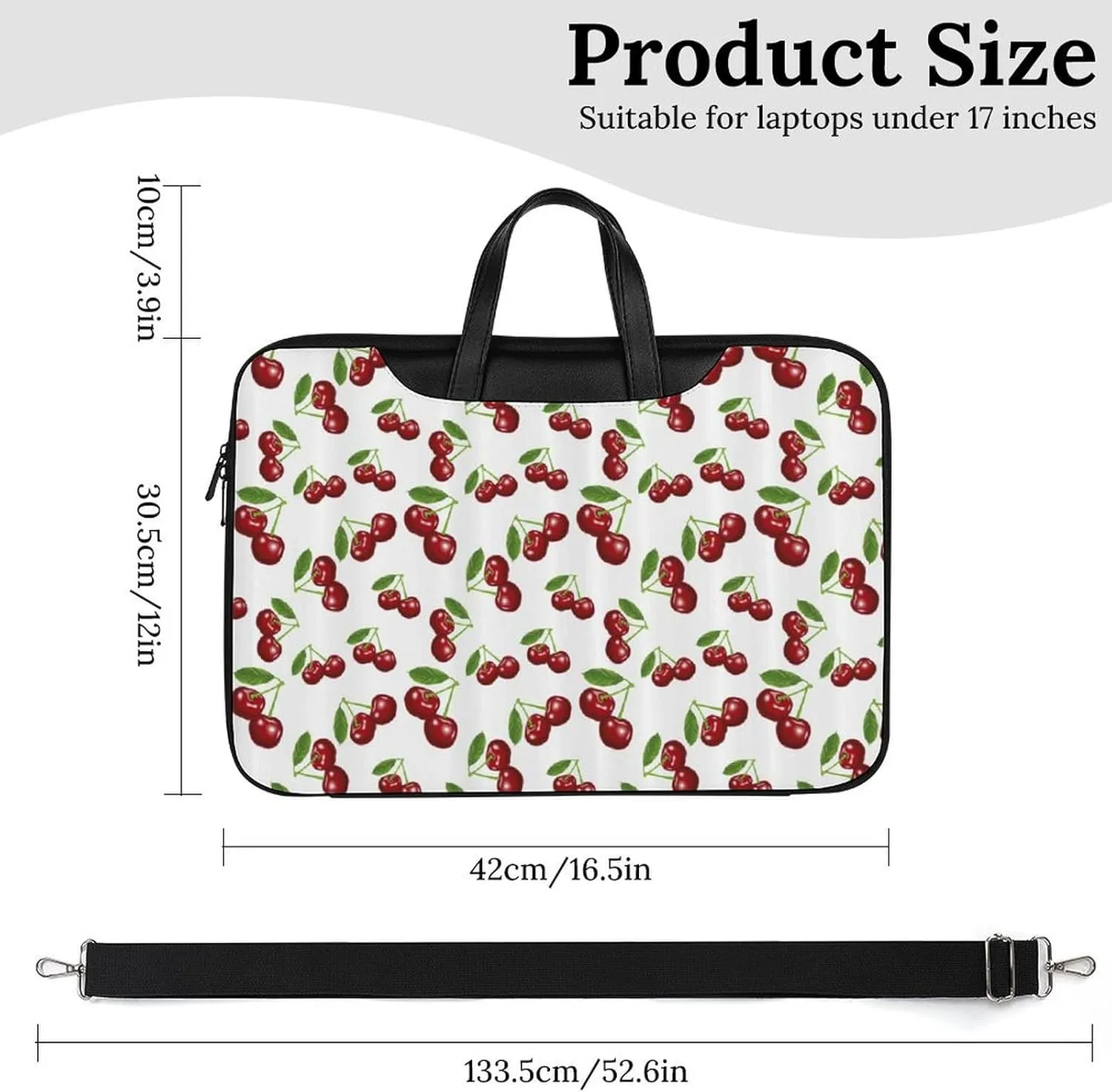 Fresh Cherries Leather Bag Laptop Case Slim Water Resistant Computer Bags with Handle Briefcase for Work