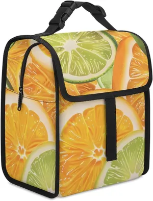 Fresh Lemon Orange Slices Insulated Lunch Cooler Bag Waterproof Lunch Box for Work Picnic Or Travel