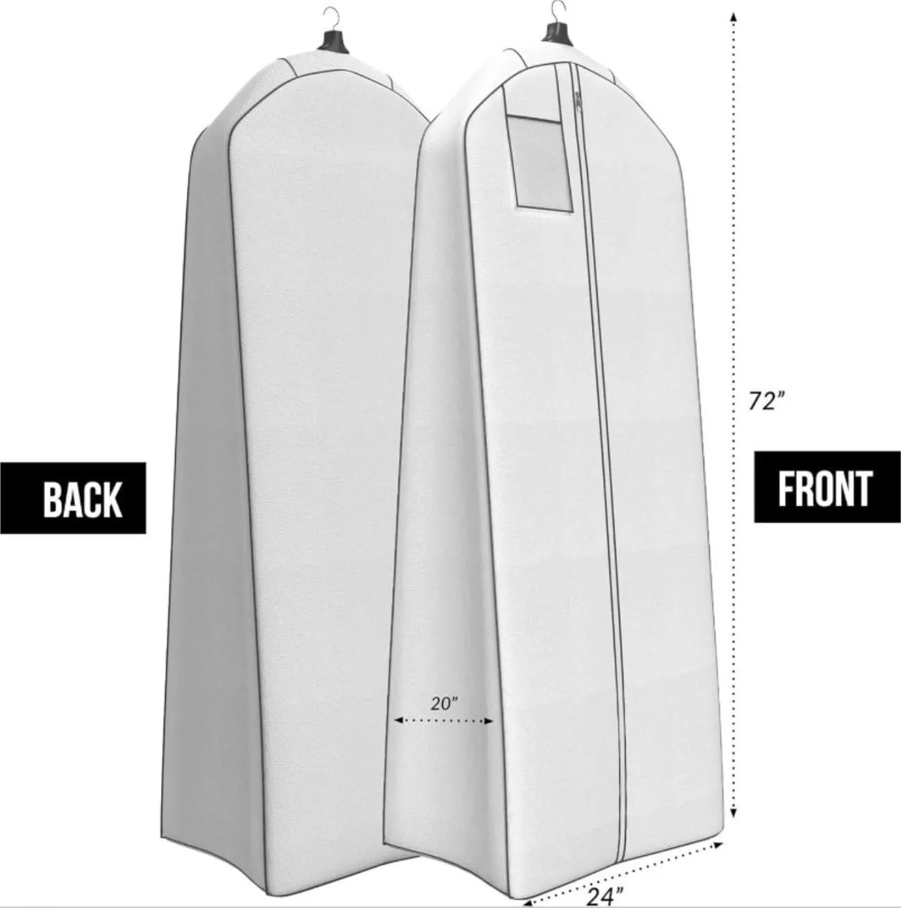 Garment Bag for Travel, 2pcs 72'' Long Dress Bag Wedding Gown Garment Bag With 20 Gusset Women Robe Bridal Suit Luggage Bag