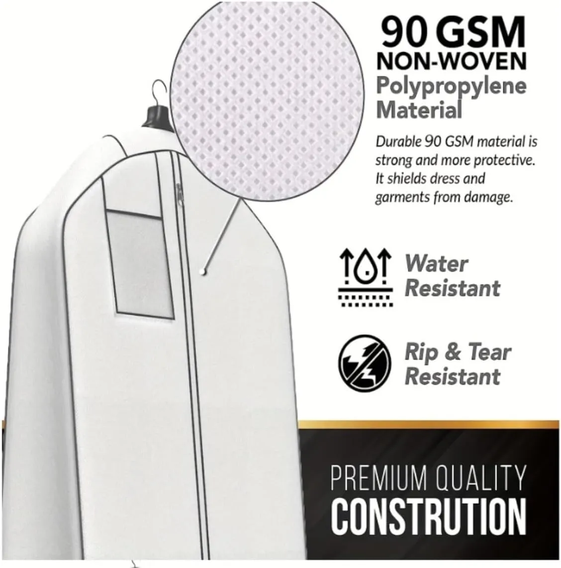 Garment Bag for Travel, 2pcs 72'' Long Dress Bag Wedding Gown Garment Bag With 20 Gusset Women Robe Bridal Suit Luggage Bag