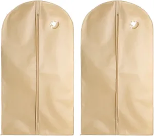 Garment Bags for Hanging Clothes, Set of 2 Dress Bag Breathable Clothes Protectors with Full Zipper, for Closet Storage(Beige,60x125cm/24x49in)
