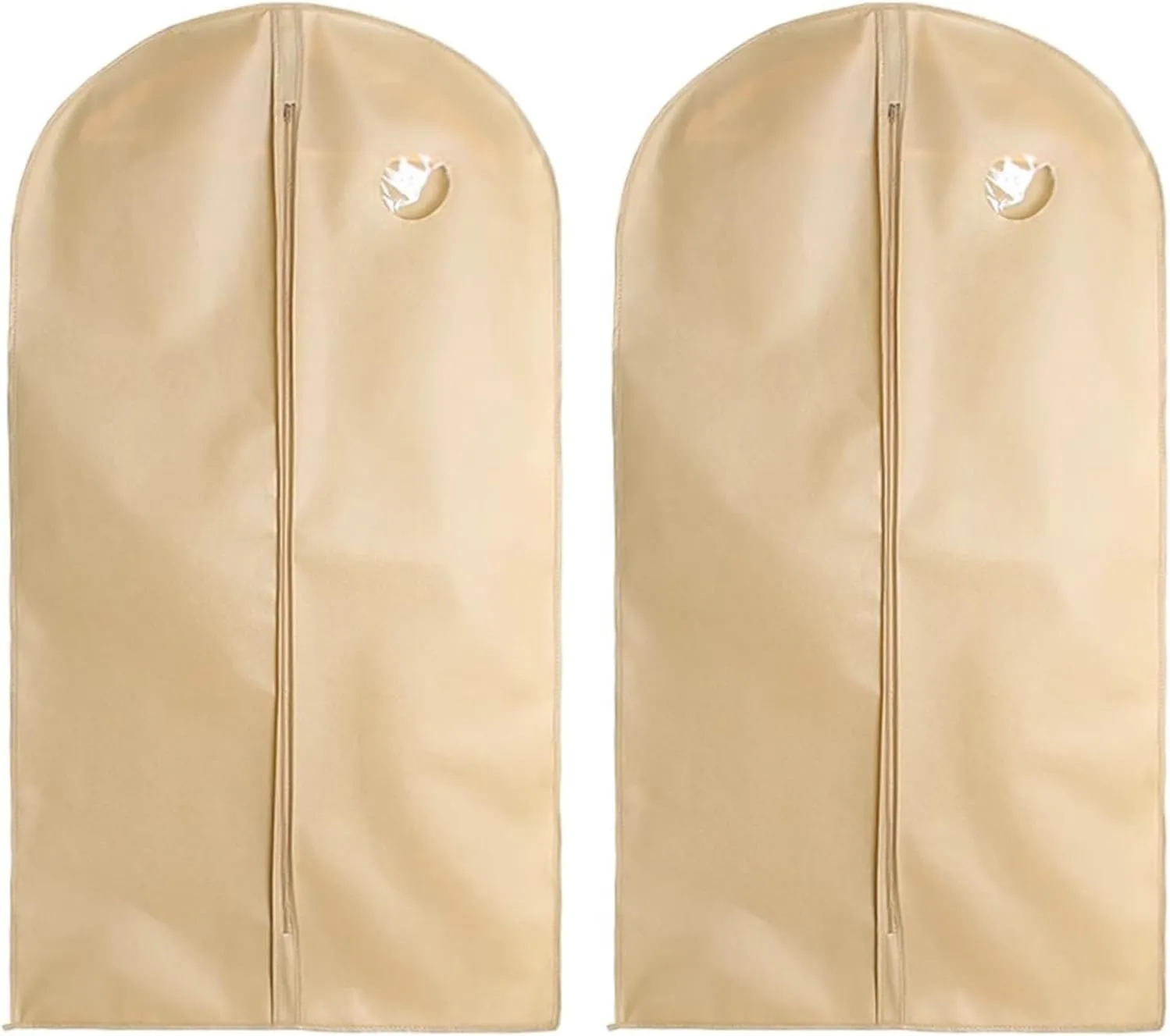 Garment Bags for Hanging Clothes, Set of 2 Dress Bag Breathable Clothes Protectors with Full Zipper, for Closet Storage(Beige,60x125cm/24x49in)