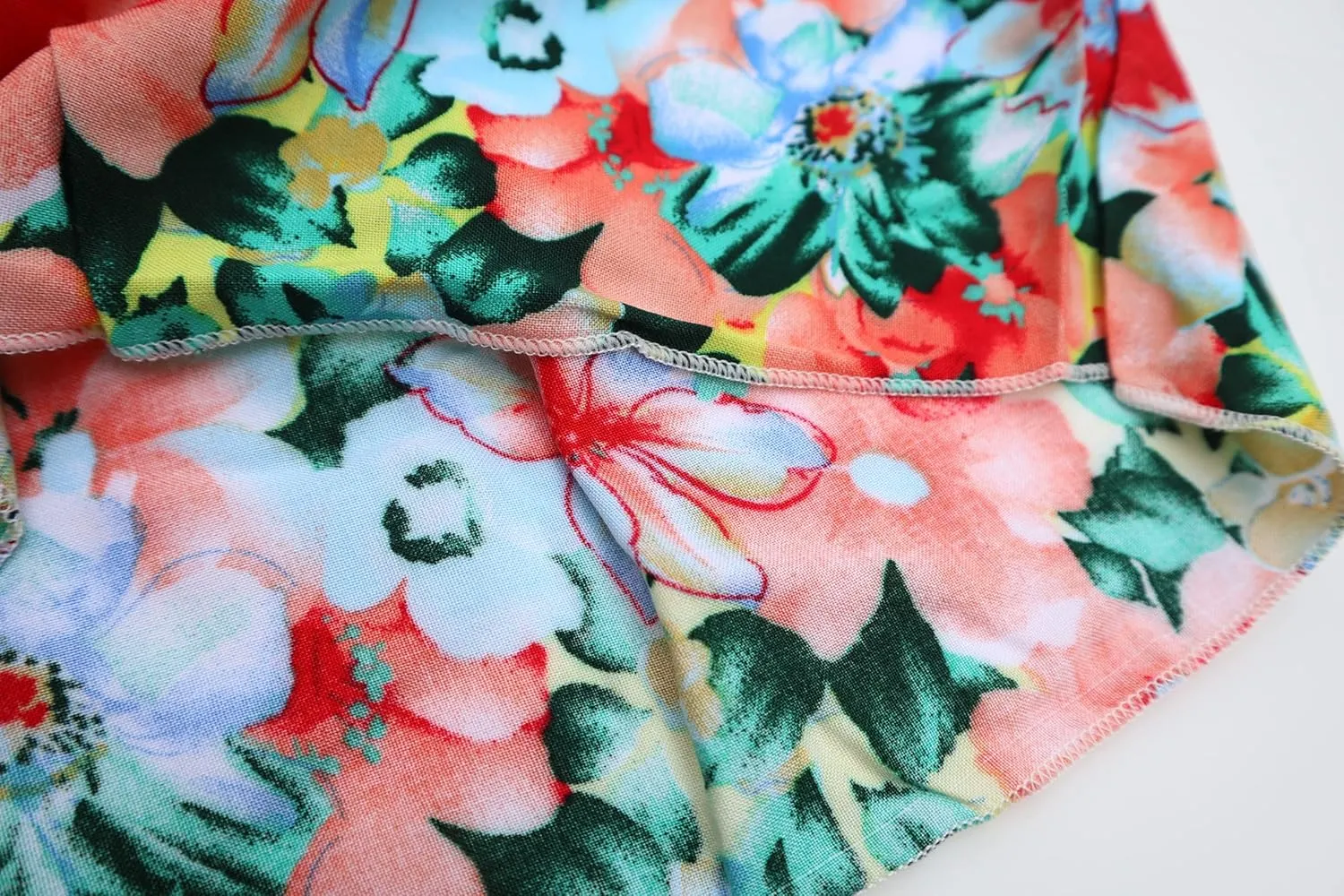 Girls Bohemian Dresses Floral Sleeveless Rainbow Beach Sundress with Necklace 2-12T