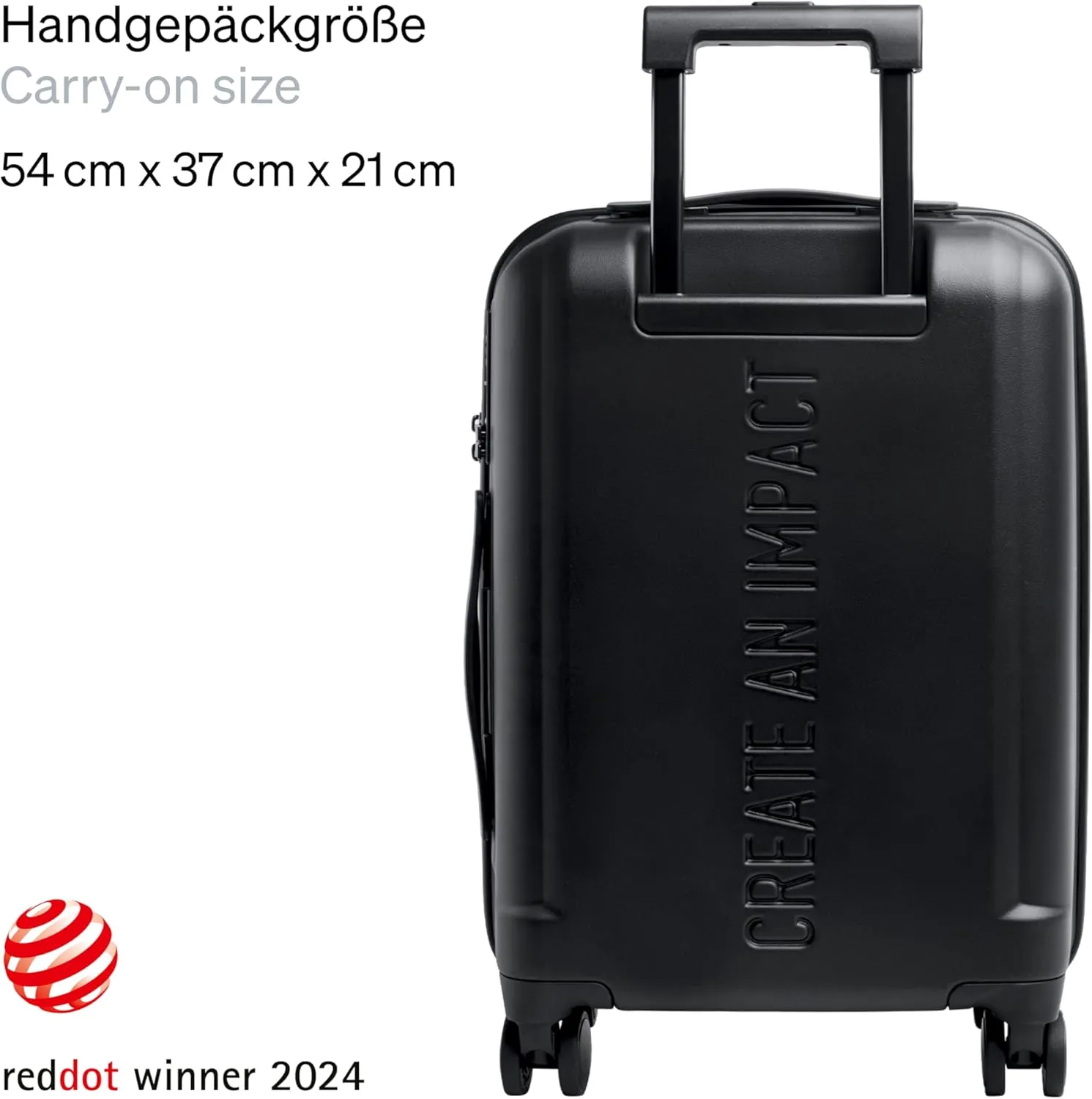GOT BAG RE:SHELL Cabin Suitcase Made of Ocean Impact Plastic | Hand Luggage Suitcase with Padded 17 Inch Laptop Bag Practical Interior Division | 36 litre Capacity Suitcase Hard Case, Black, 54.0 cm