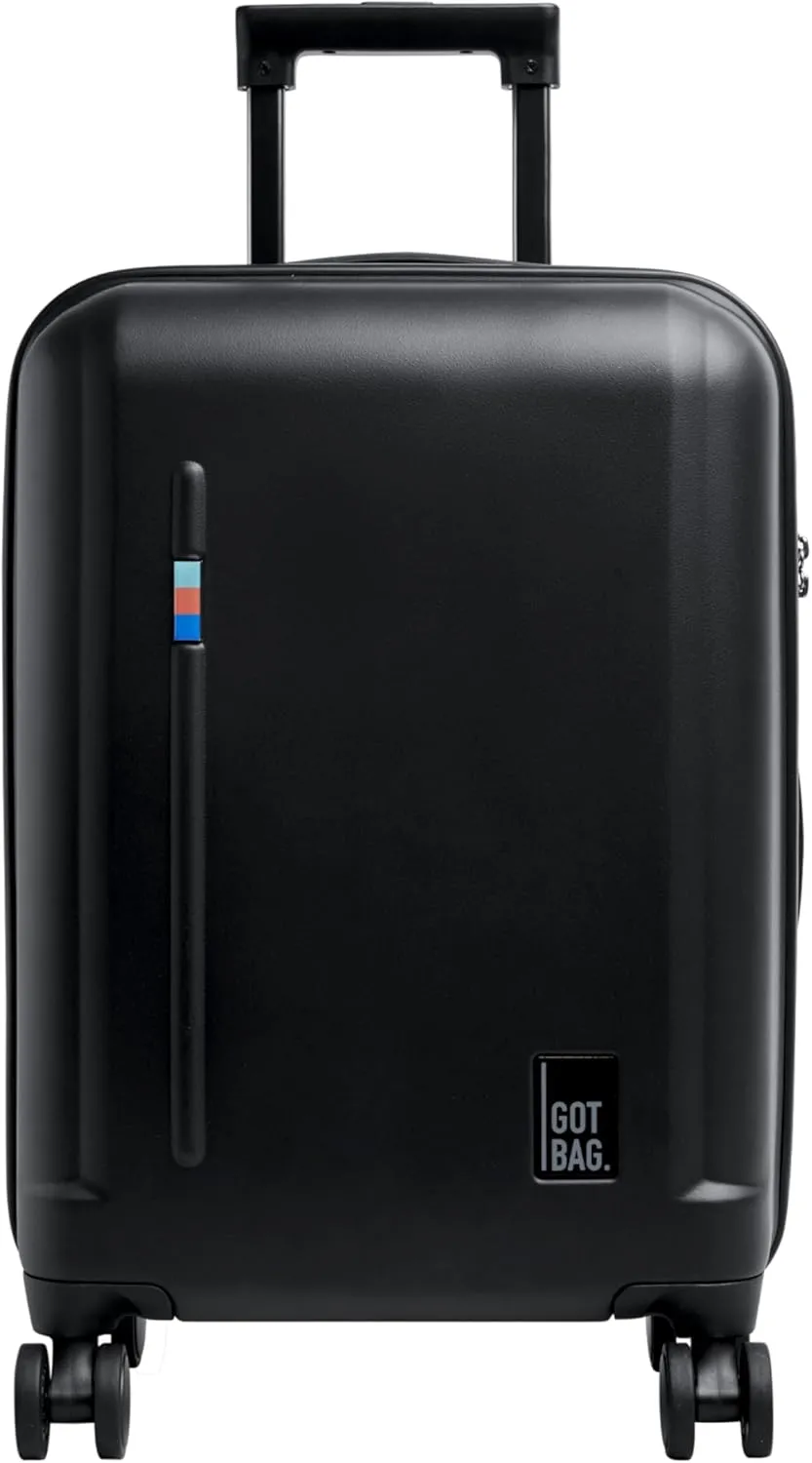 GOT BAG RE:SHELL Cabin Suitcase Made of Ocean Impact Plastic | Hand Luggage Suitcase with Padded 17 Inch Laptop Bag Practical Interior Division | 36 litre Capacity Suitcase Hard Case, Black, 54.0 cm