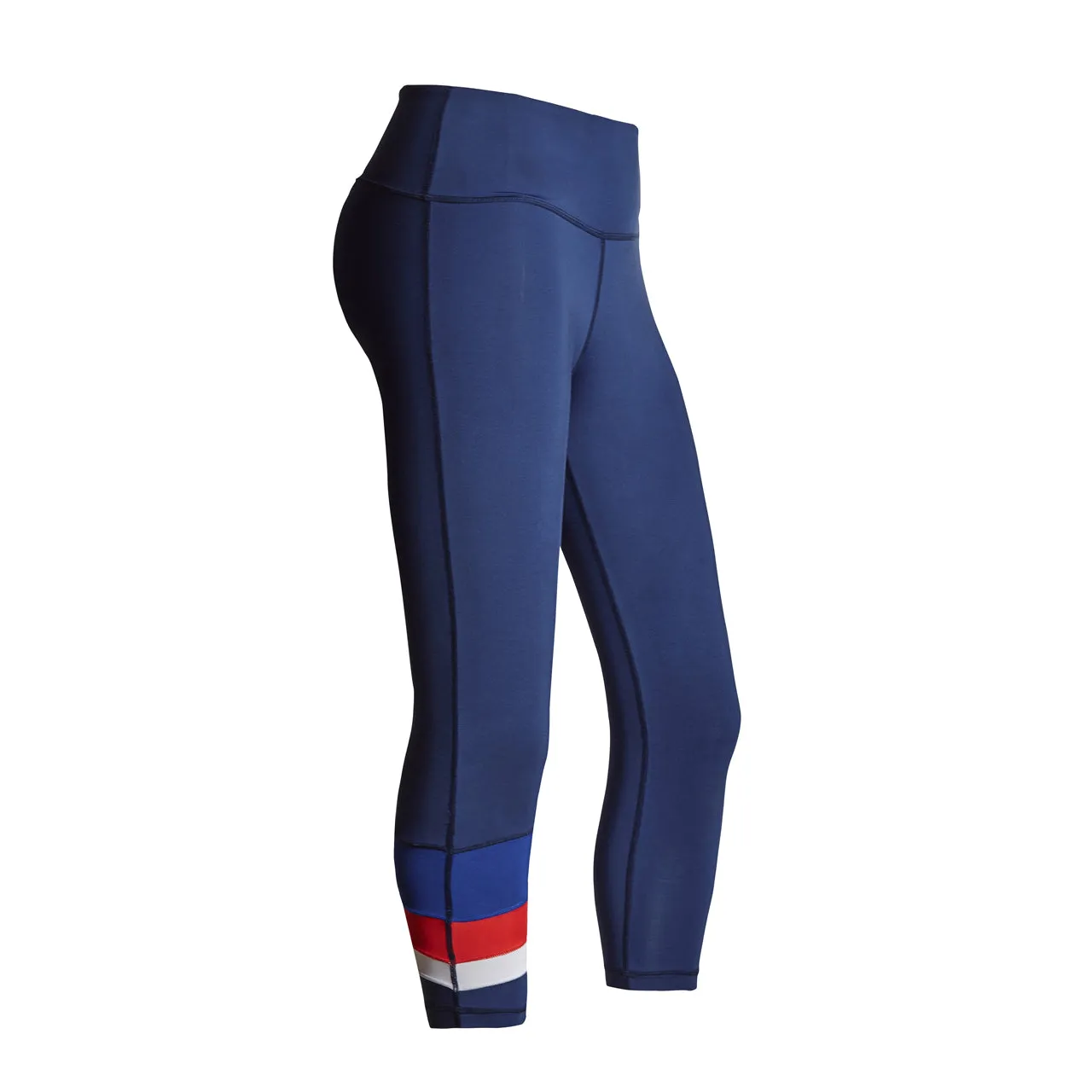 GYMNA THREE STRIPE CAPRI LEGGINGS IN NAVY