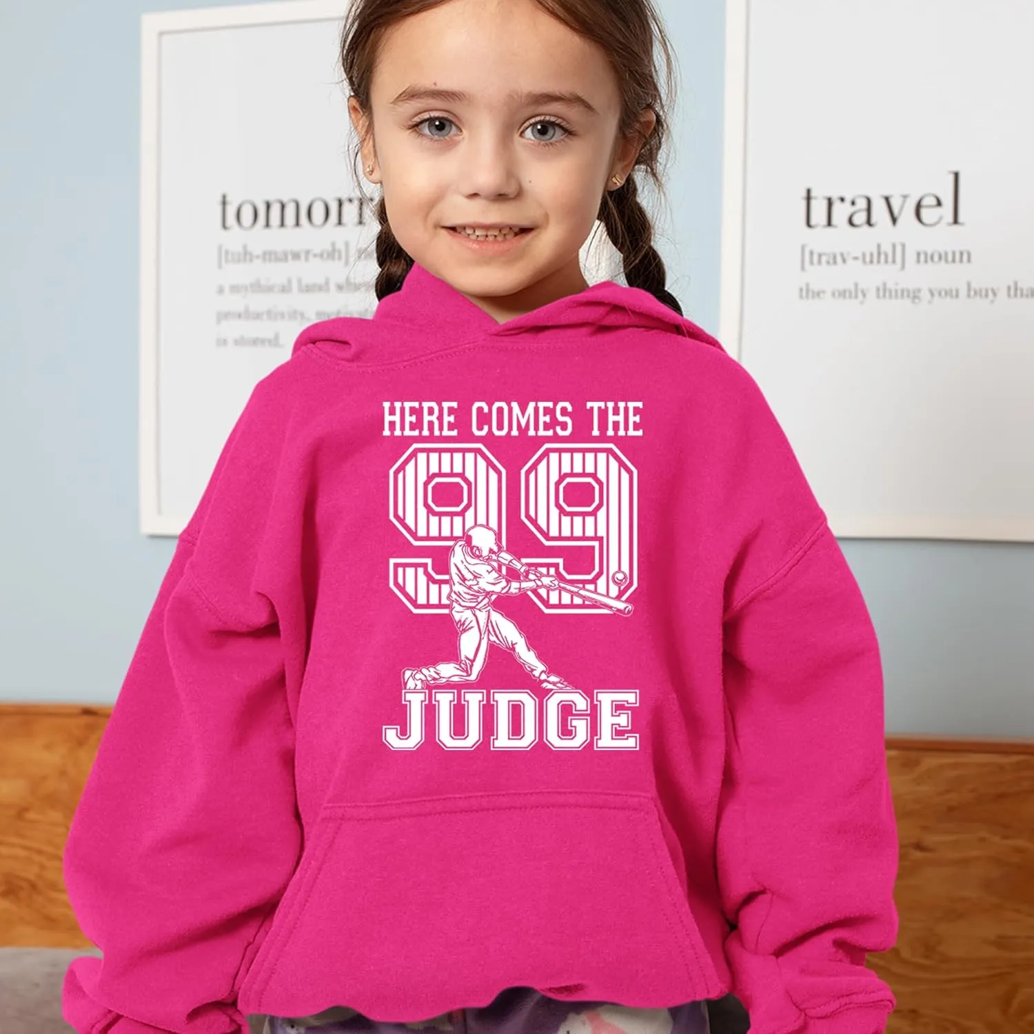 Here Comes The Judge 99 NY Baseball Youth-Sized Hoodie, Soft Fleece, Graphic Design