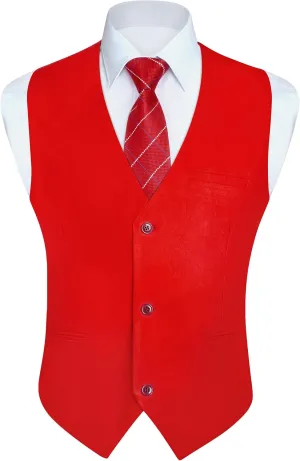 HISDERN Mens Suit Vest Business Formal Dress Vests for Men Solid Color Casual Wedding Tuxedo Party Waistcoat
