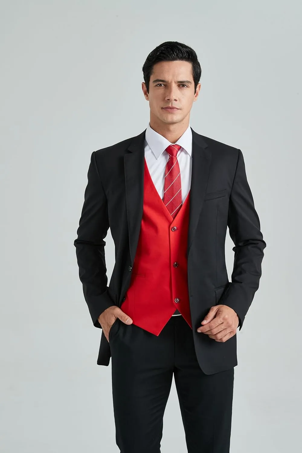 HISDERN Mens Suit Vest Business Formal Dress Vests for Men Solid Color Casual Wedding Tuxedo Party Waistcoat